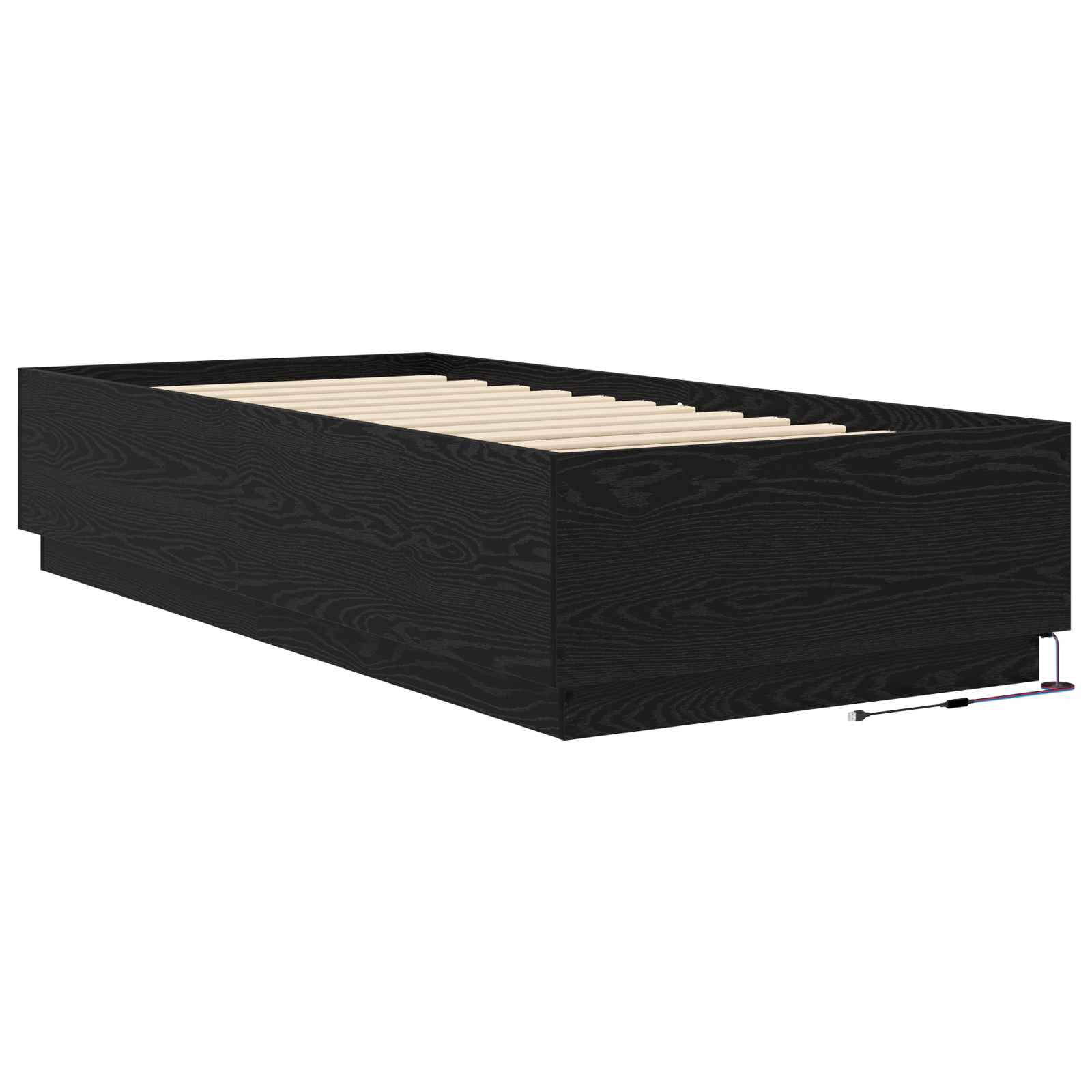 Cadre de lit avec LED Chêne noir 80 x 200 cm Bois d'ingénierie
