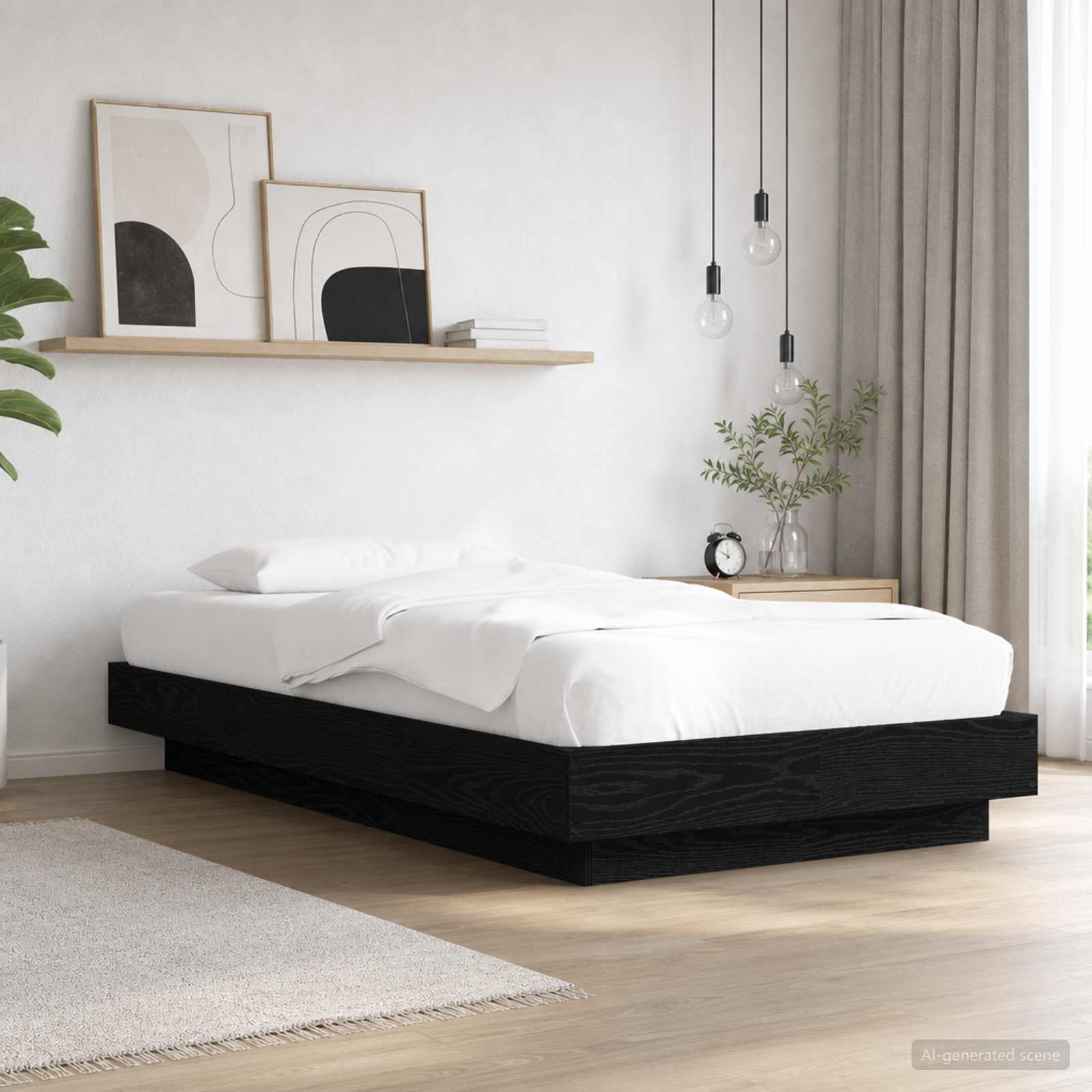 Cadre de lit avec LED Chêne noir 80 x 200 cm Bois d'ingénierie - XIOS