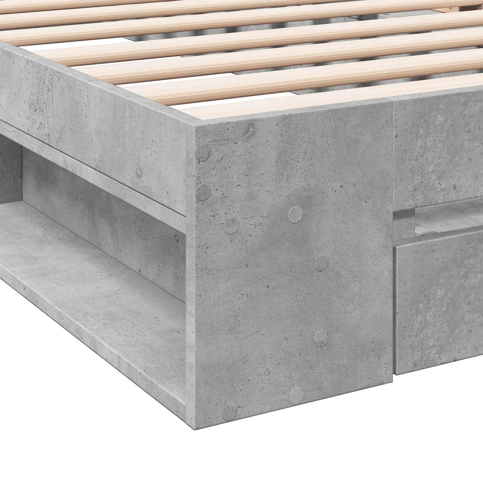 Cadre de lit avec rangement avec tiroir Gris béton 80 x 200 cm