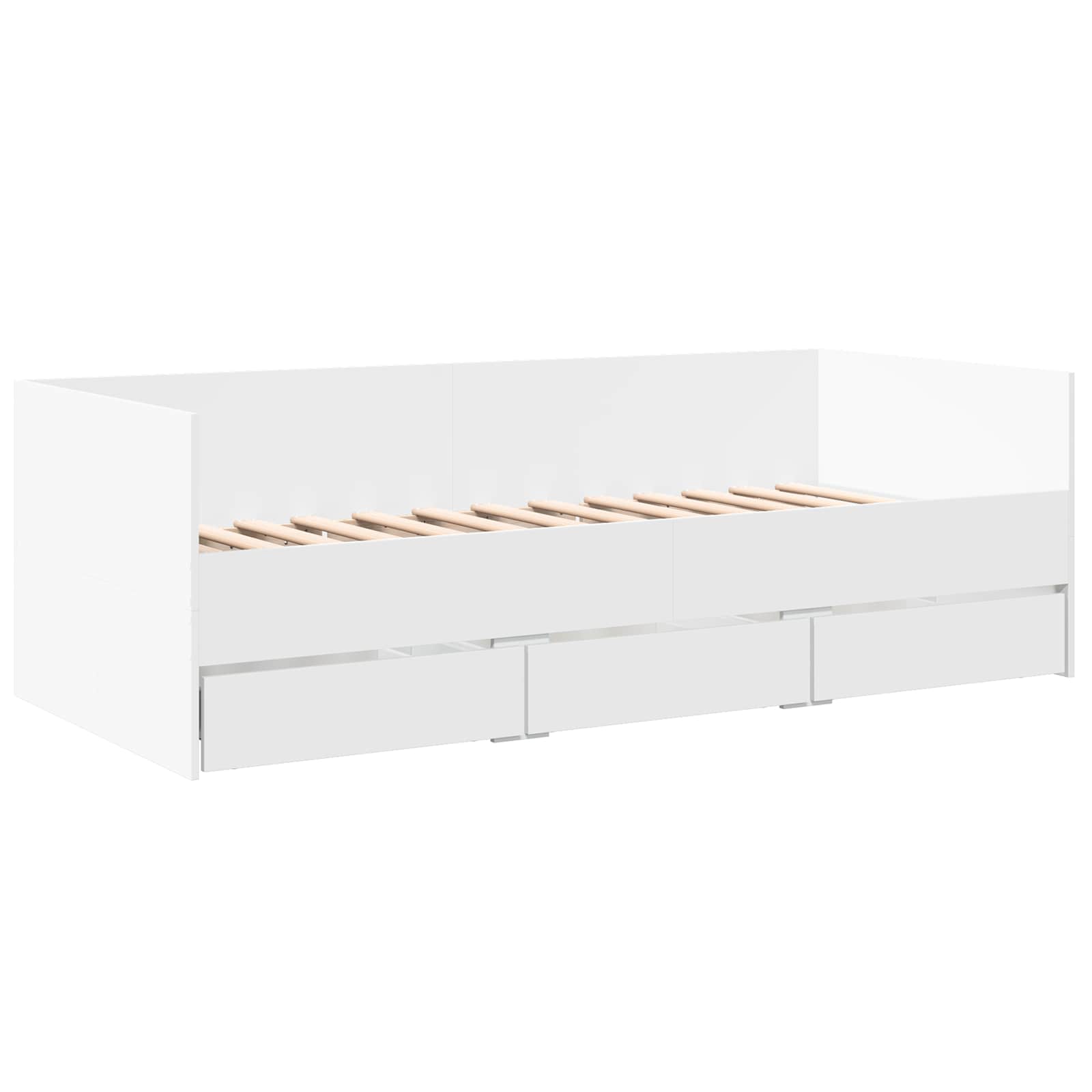 Lit d'appoint avec tiroir avec stockage Blanc Bois d'ingénierie