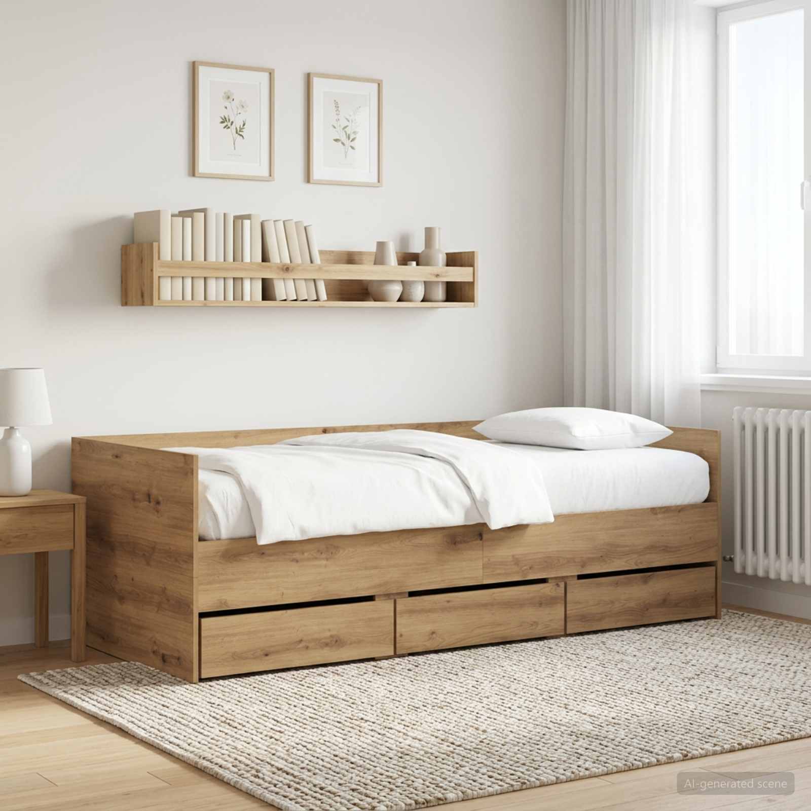 Lit d'appoint avec tiroir Chêne artisanal Bois d'ingénierie - XIOS