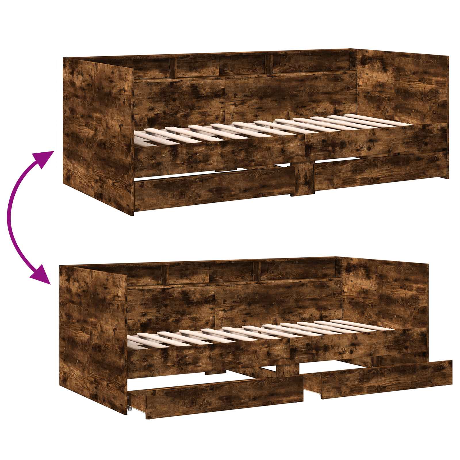 Lit d'appoint avec tiroir Chêne fumé Bois d'ingénierie