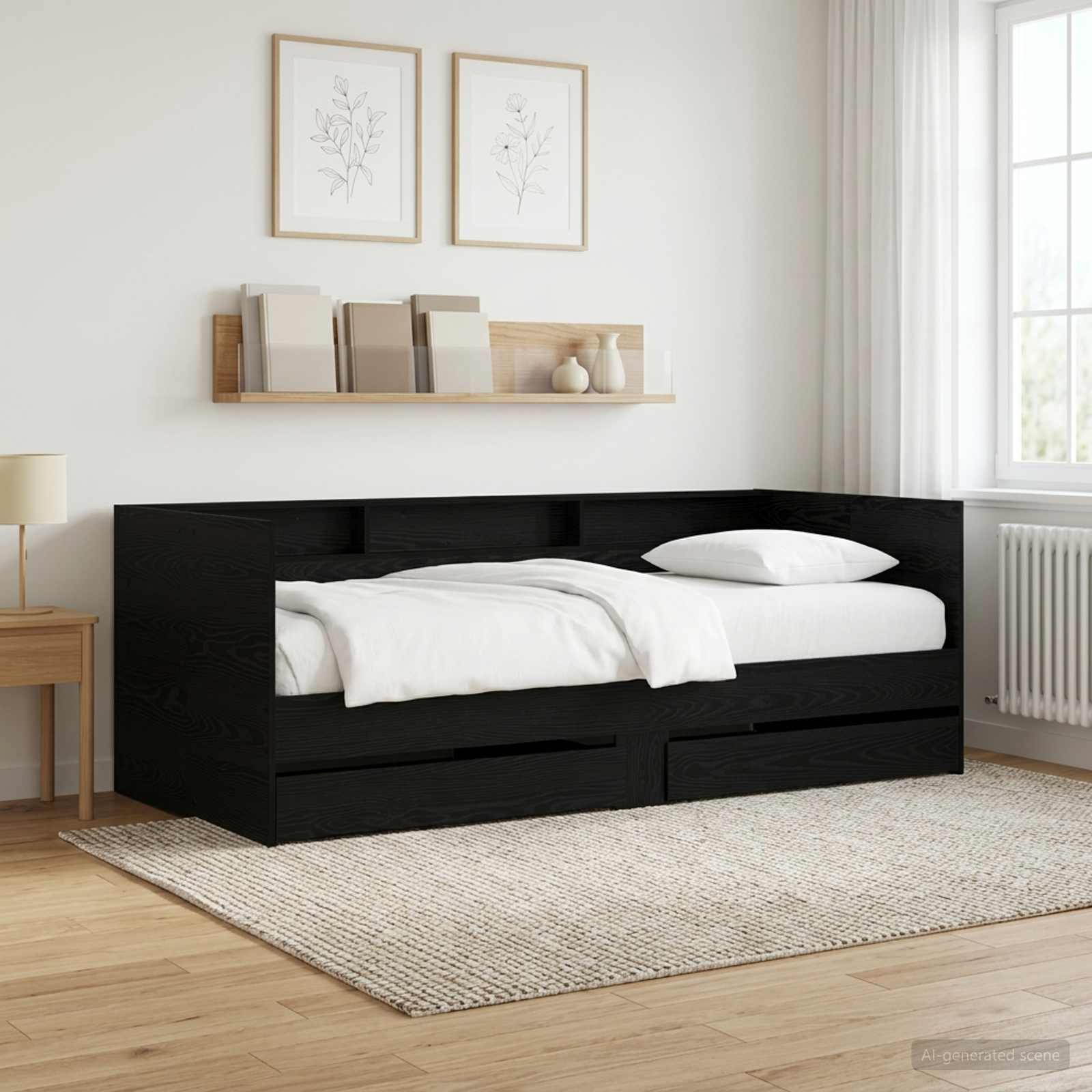 Lit d'appoint avec tiroir Chêne noir Bois d'ingénierie - XIOS