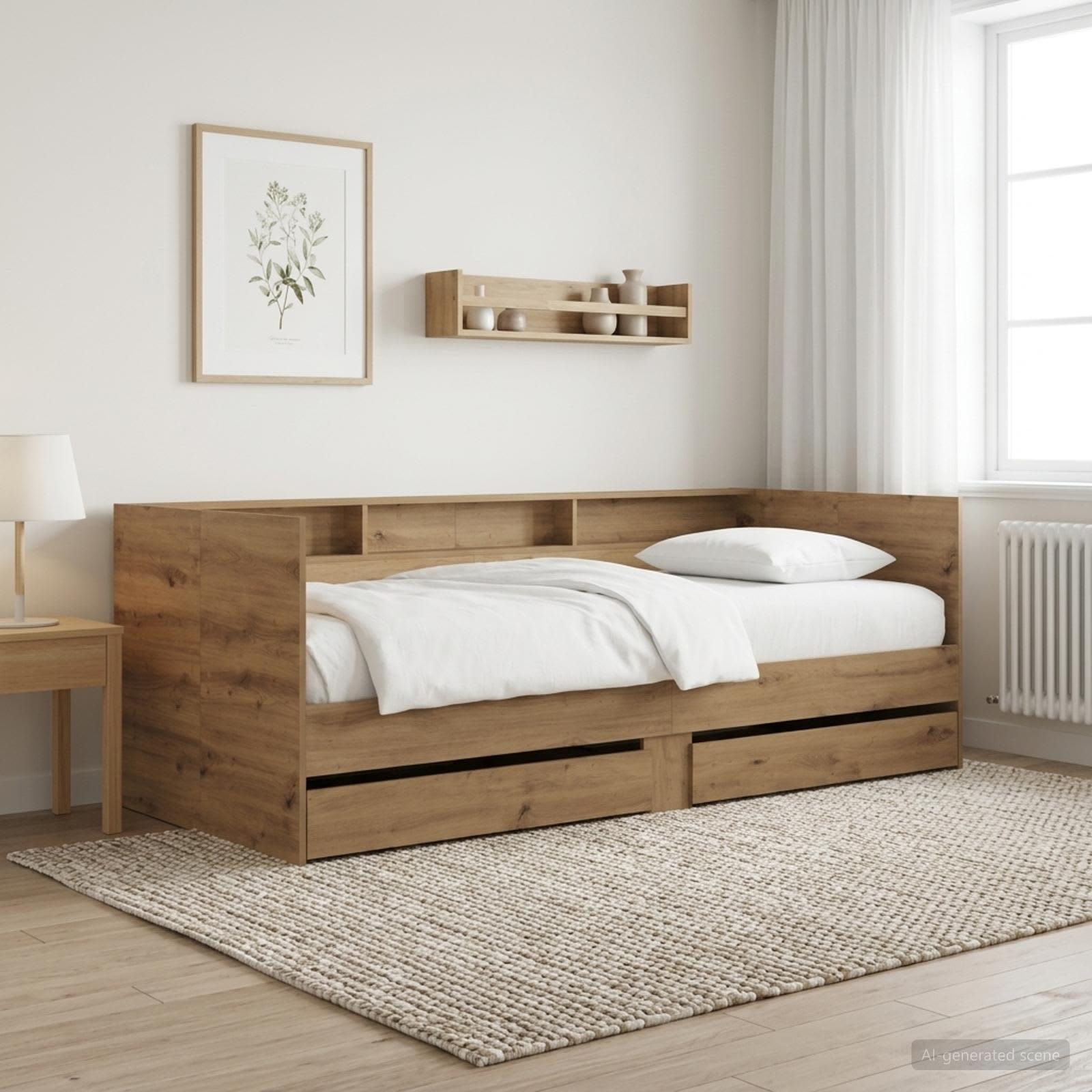 Lit d'appoint avec tiroir Chêne artisanal Bois d'ingénierie - XIOS