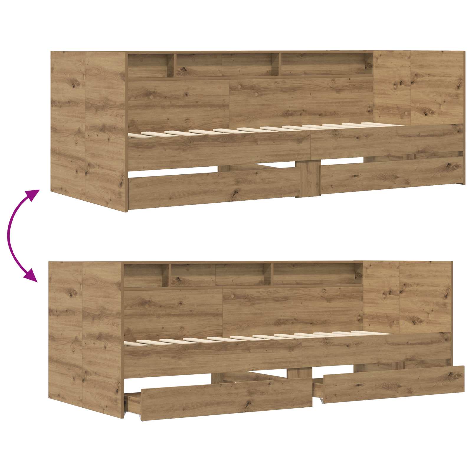 Lit d'appoint avec tiroir Chêne artisanal Bois d'ingénierie
