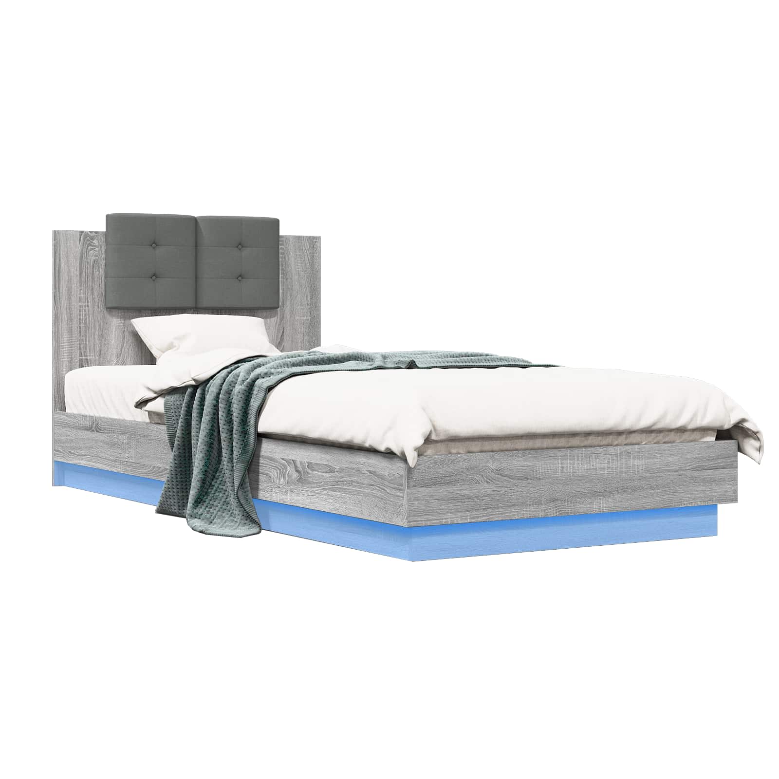 Cadre de lit avec LED Sonoma gris 80 x 200 cm Bois d'ingénierie