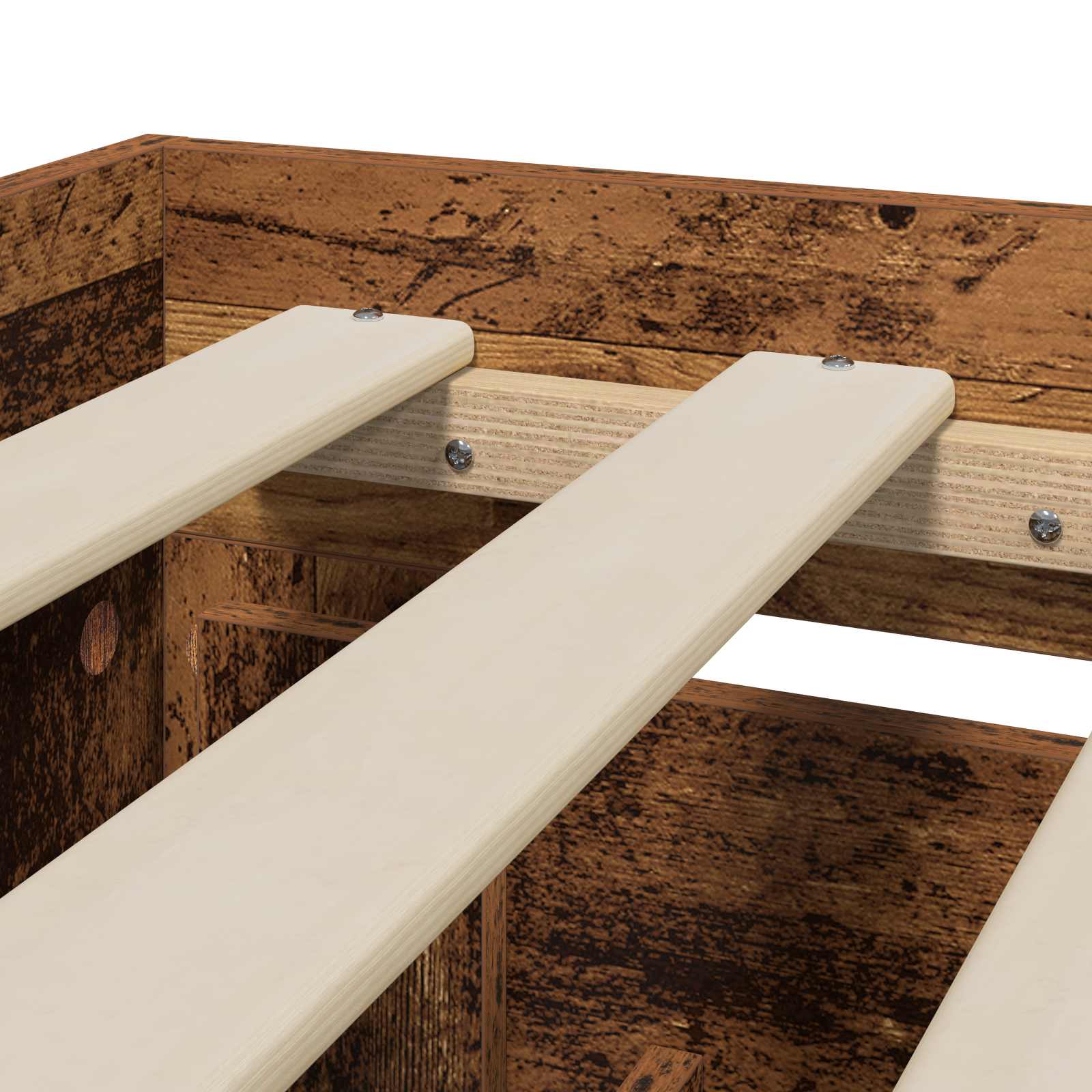 Cadre de lit avec tiroir 2 pc Bois ancien Bois d'ingénierie
