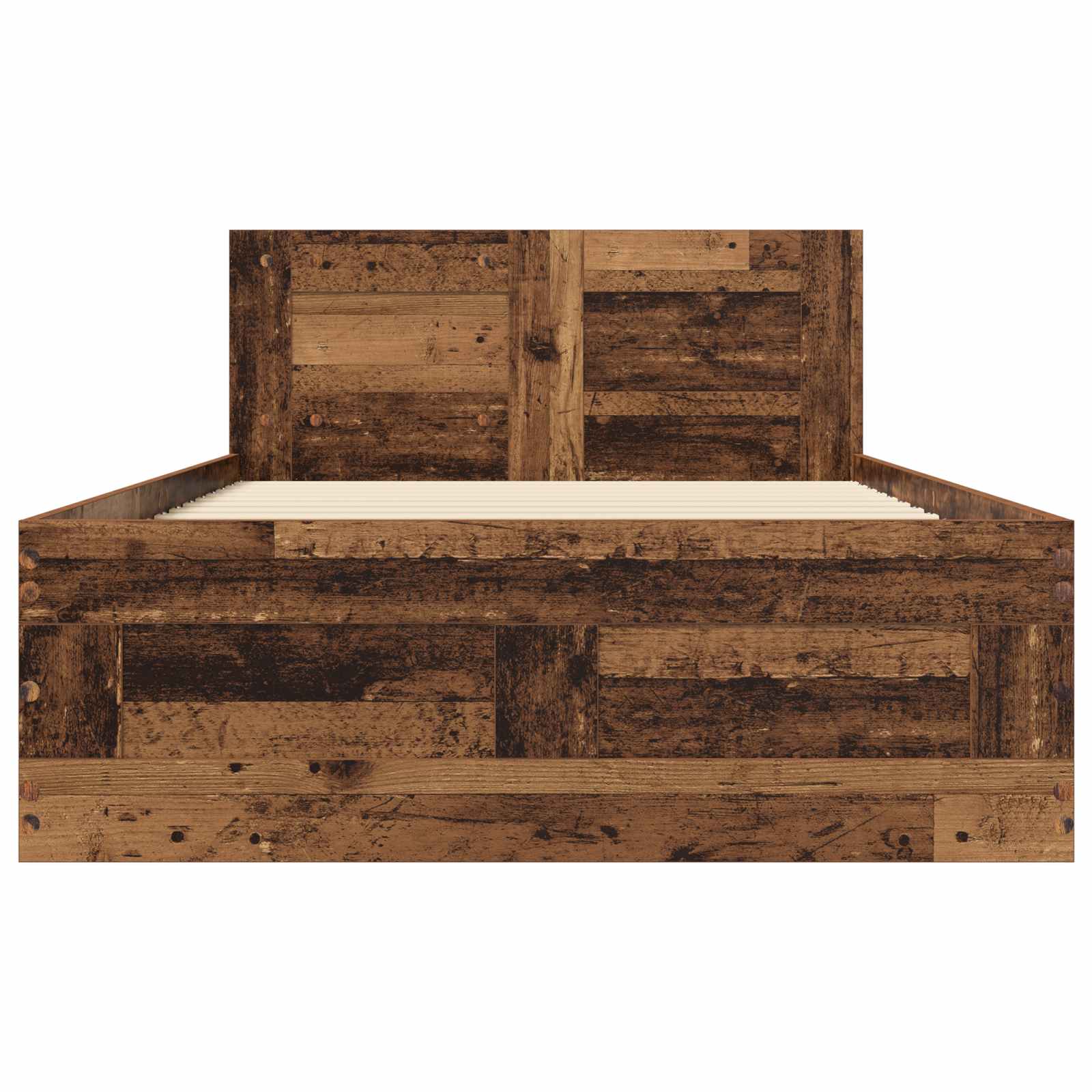 Cadre de lit avec tiroir 2 pc Bois ancien Bois d'ingénierie