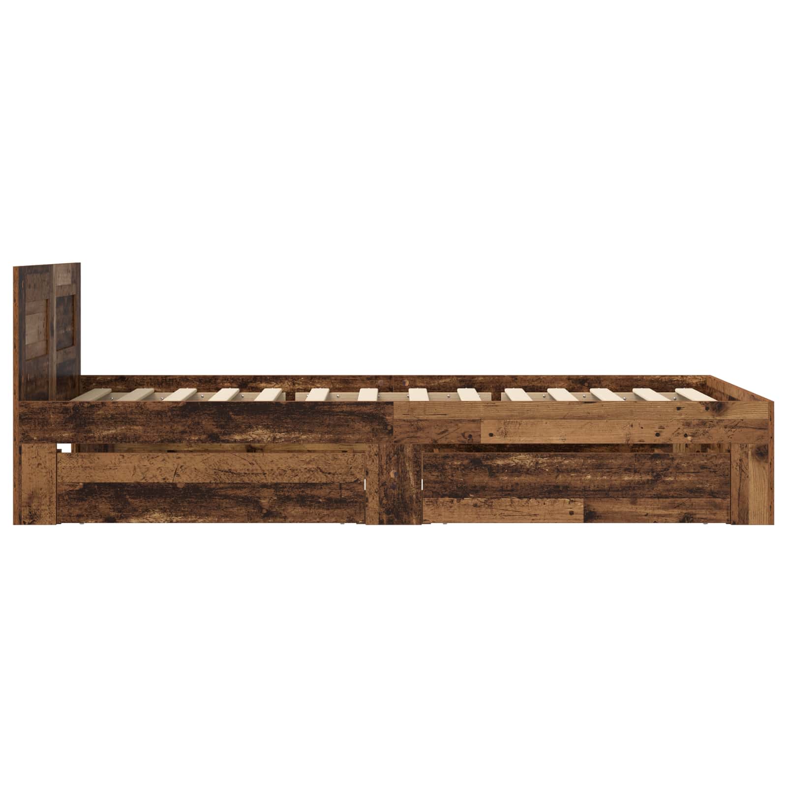 Cadre de lit avec tiroir 2 pc Bois ancien Bois d'ingénierie