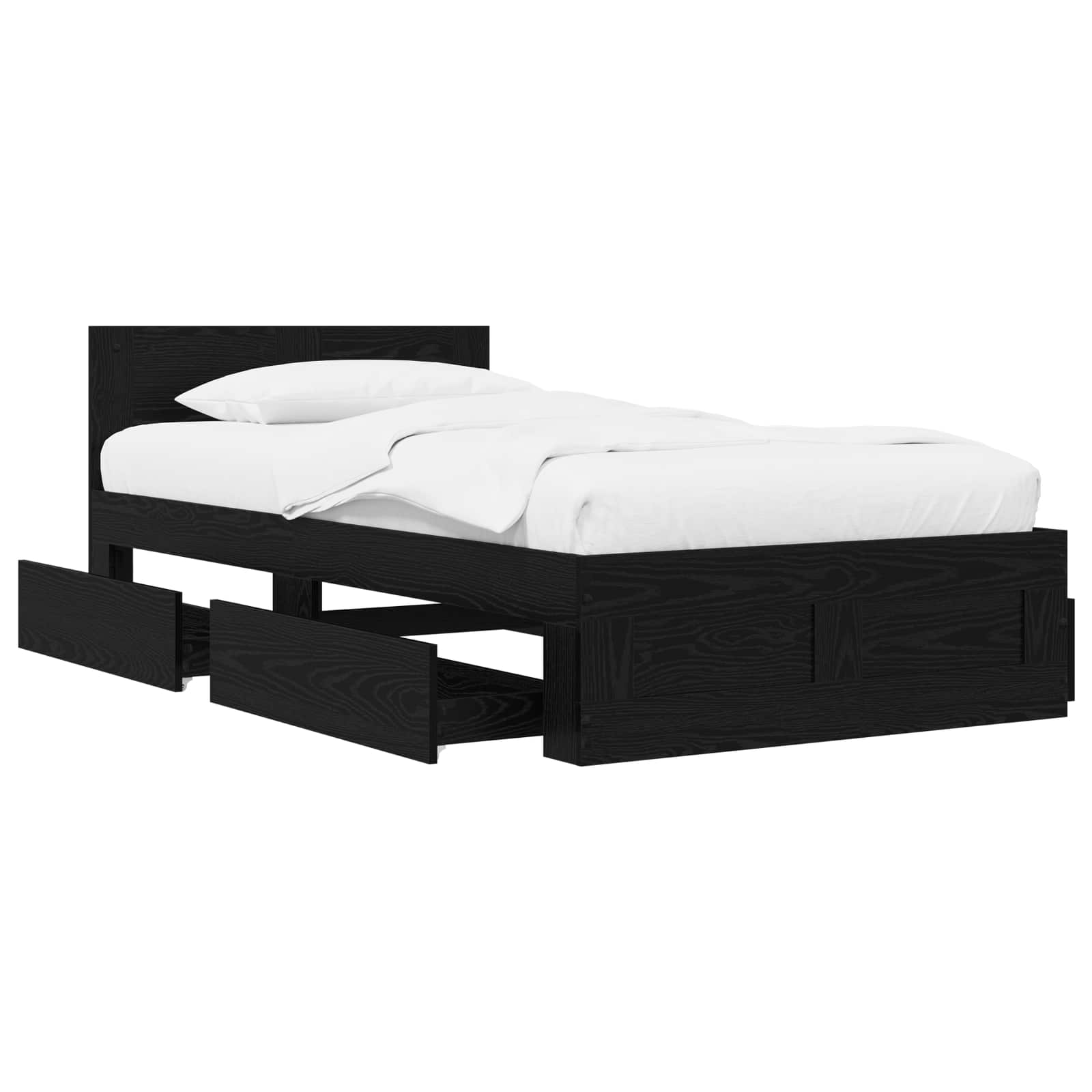 Cadre de lit avec tiroir 2 pc Chêne noir Bois d'ingénierie