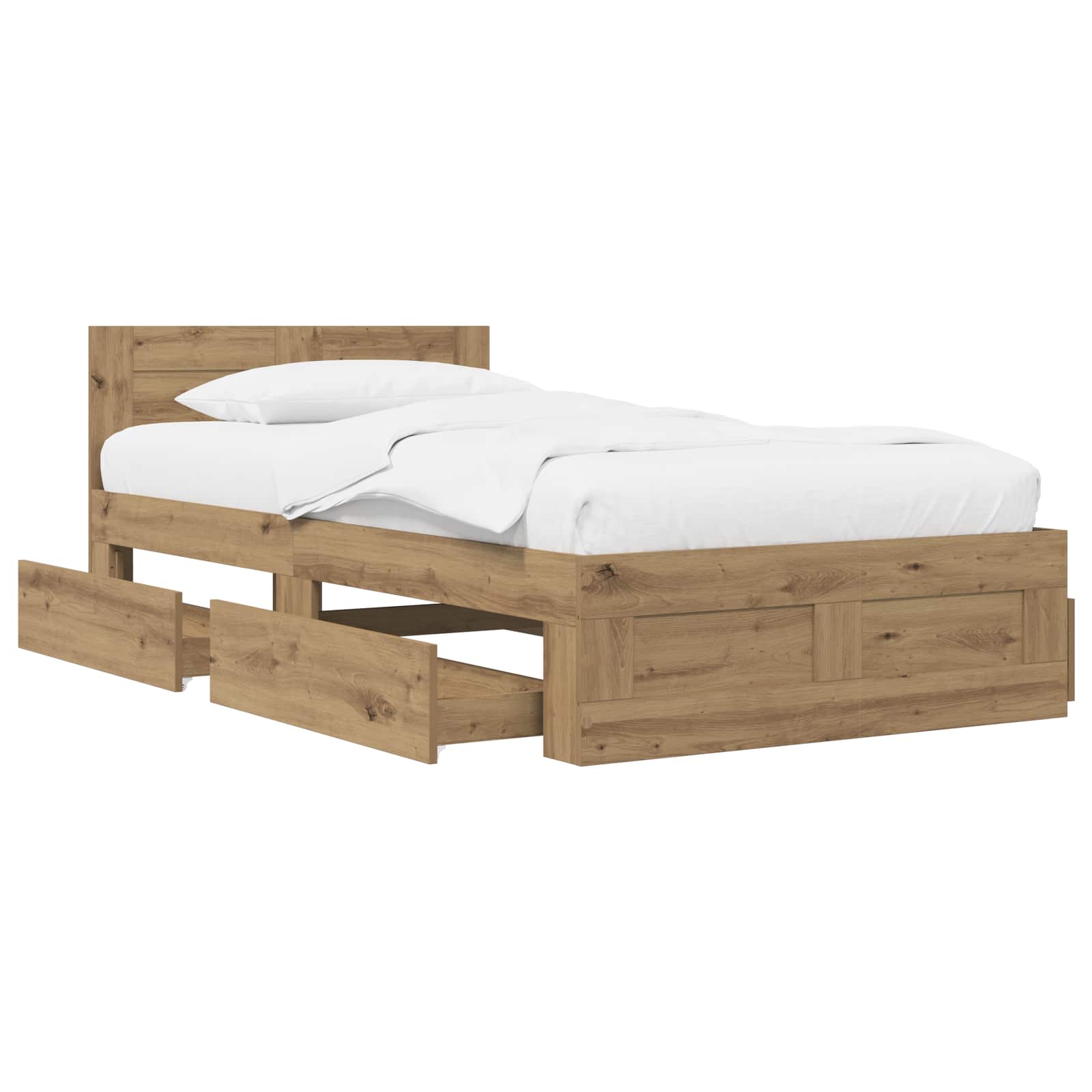 Cadre de lit avec tiroir 2 pc Chêne artisanal Bois d'ingénierie