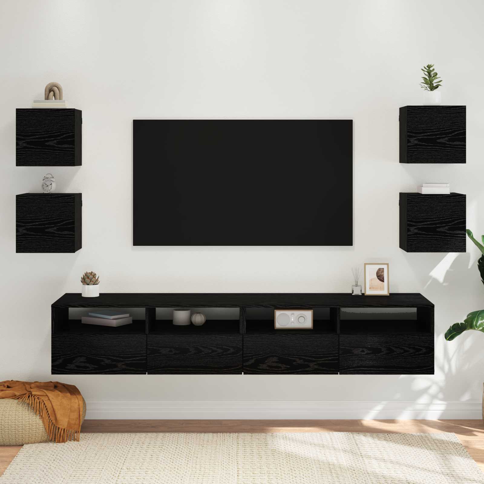 Meuble TV mural 4 pcs Chêne noir 30,5 x 30 x 30 cm - XIOS