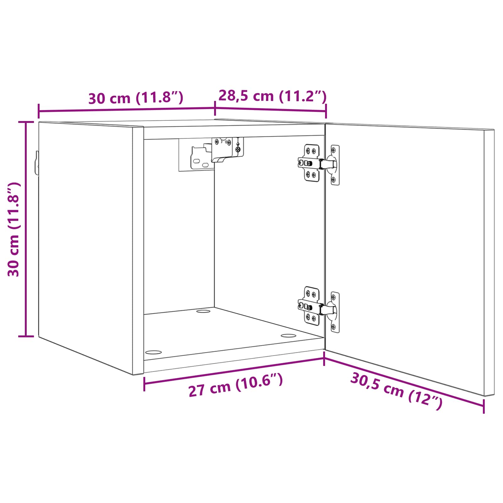 Meuble TV mural 4 pcs Chêne noir 30,5 x 30 x 30 cm - XIOS