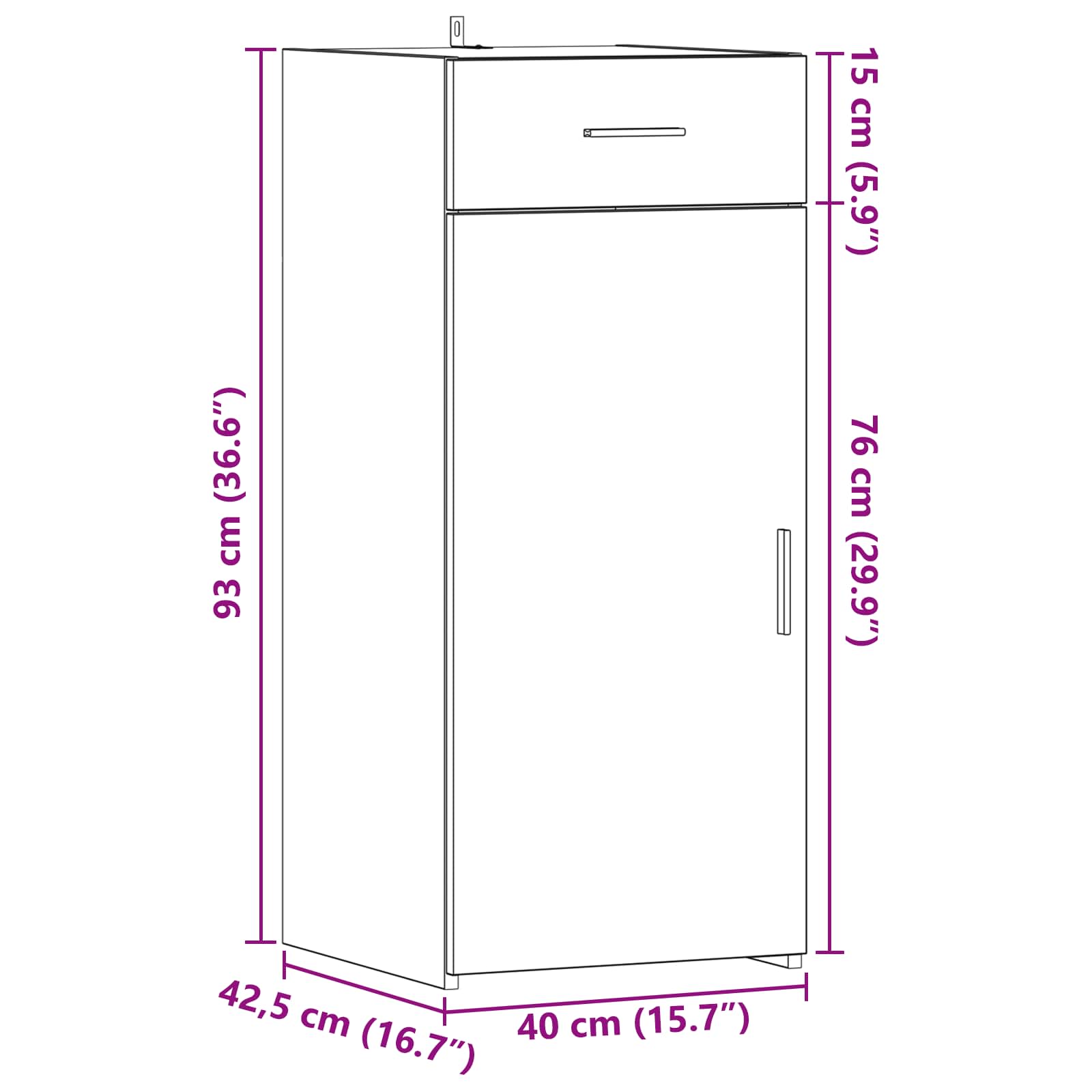 Armoire de rangement avec tiroir Bois ancien 40 x 42,5 x 93 cm - XIOS