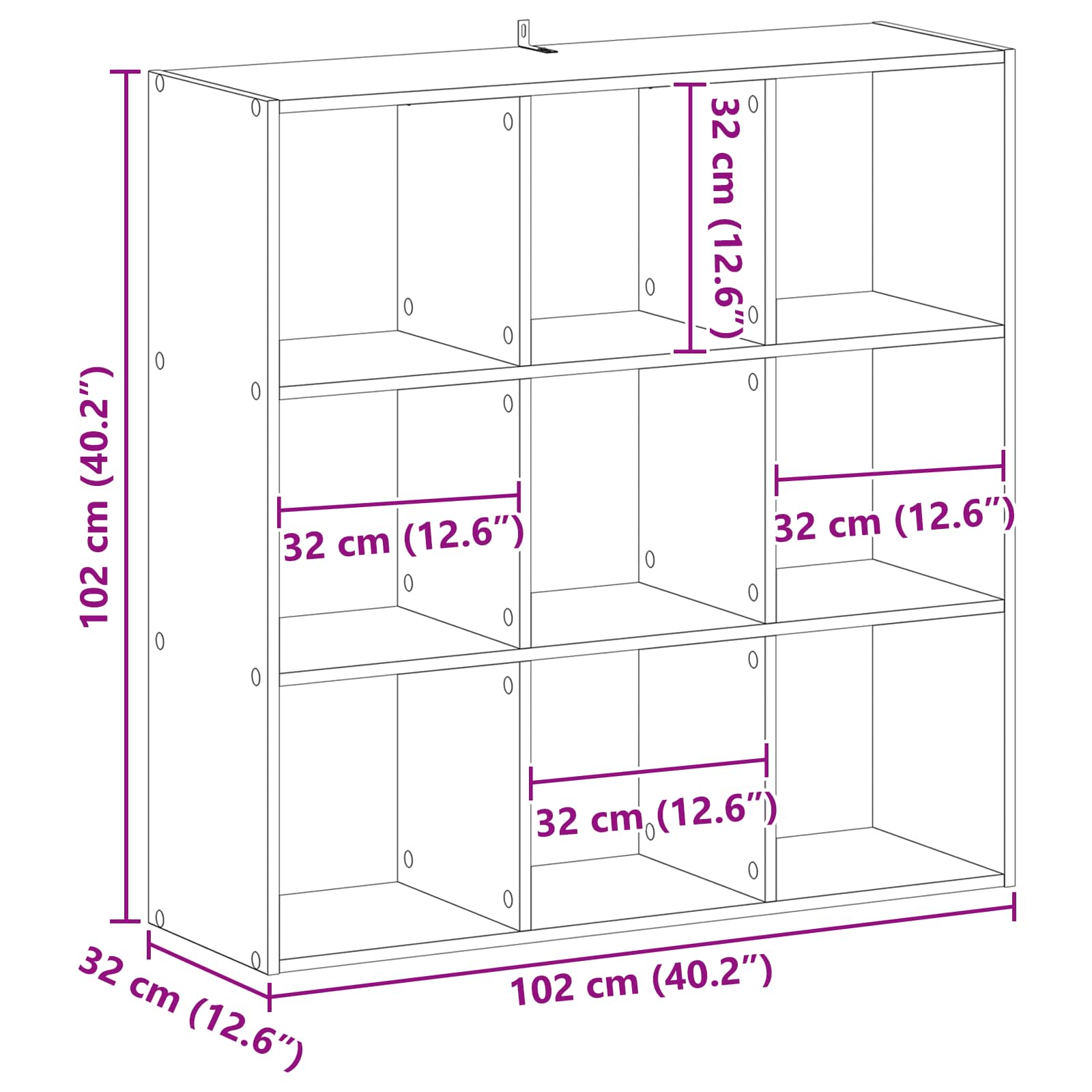 Bibliothèque Chêne noir 102 x 32 x 102 cm - XIOS