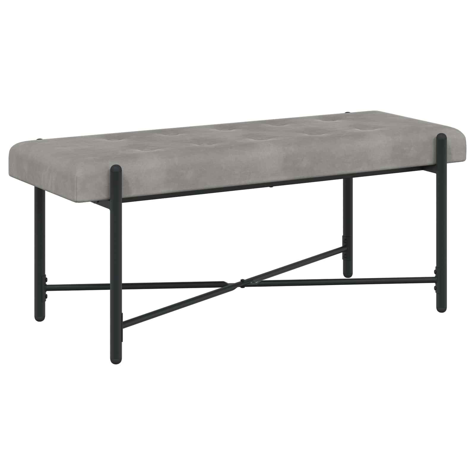 Banc capitonné à boutons avec coussins Gris clair Velours - XIOS