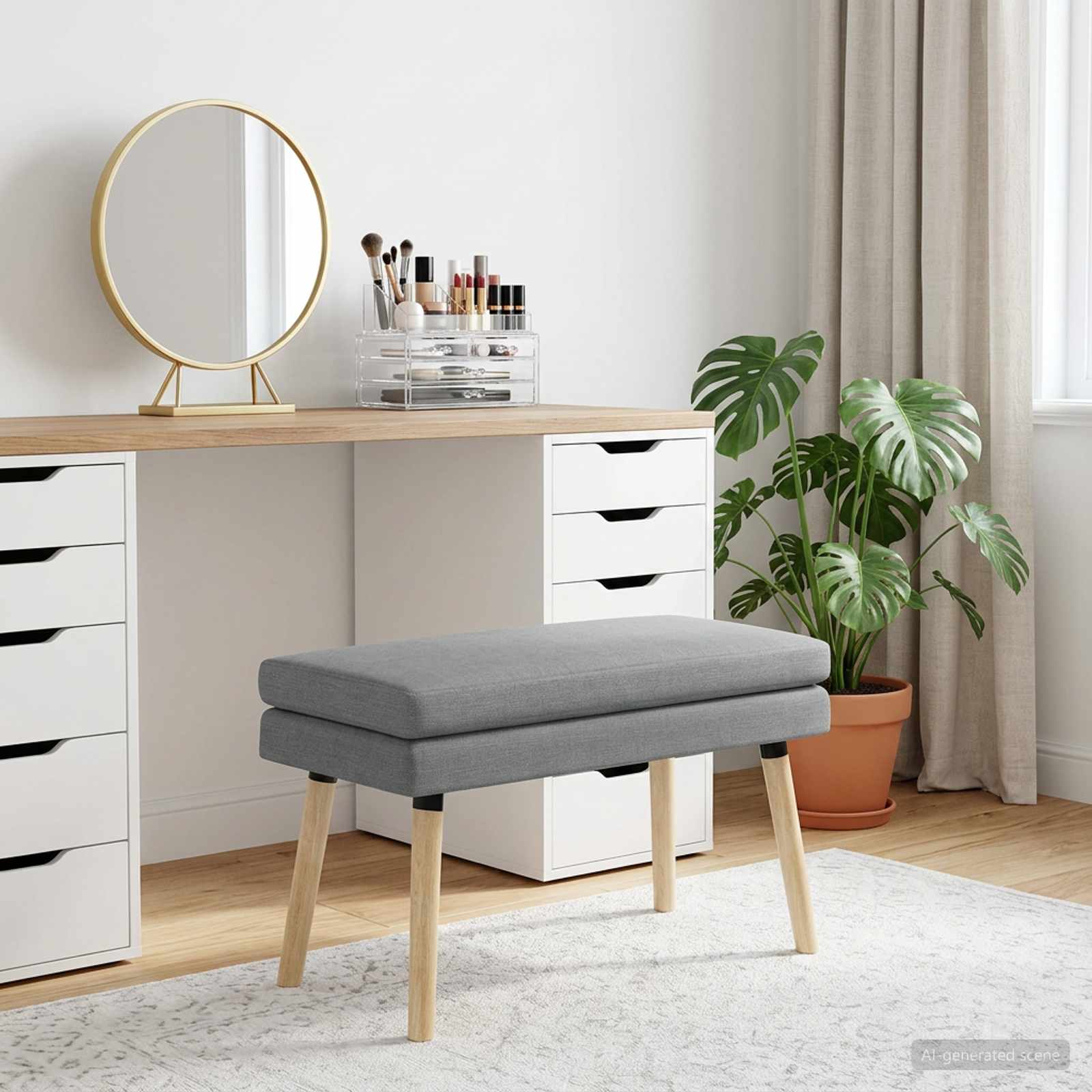 Banc à double couche Gris clair 80 x 40 x 47 cm Tissu - XIOS
