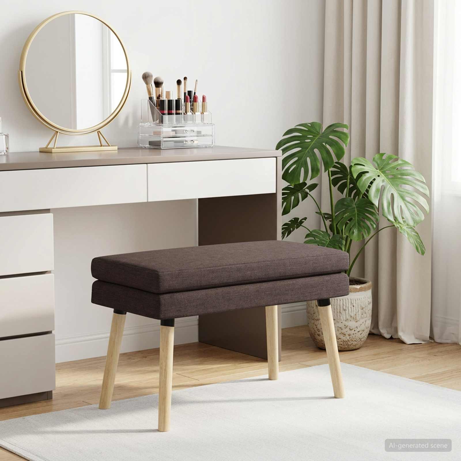 Banc à double couche Marron foncé 80 x 40 x 47 cm Tissu - XIOS