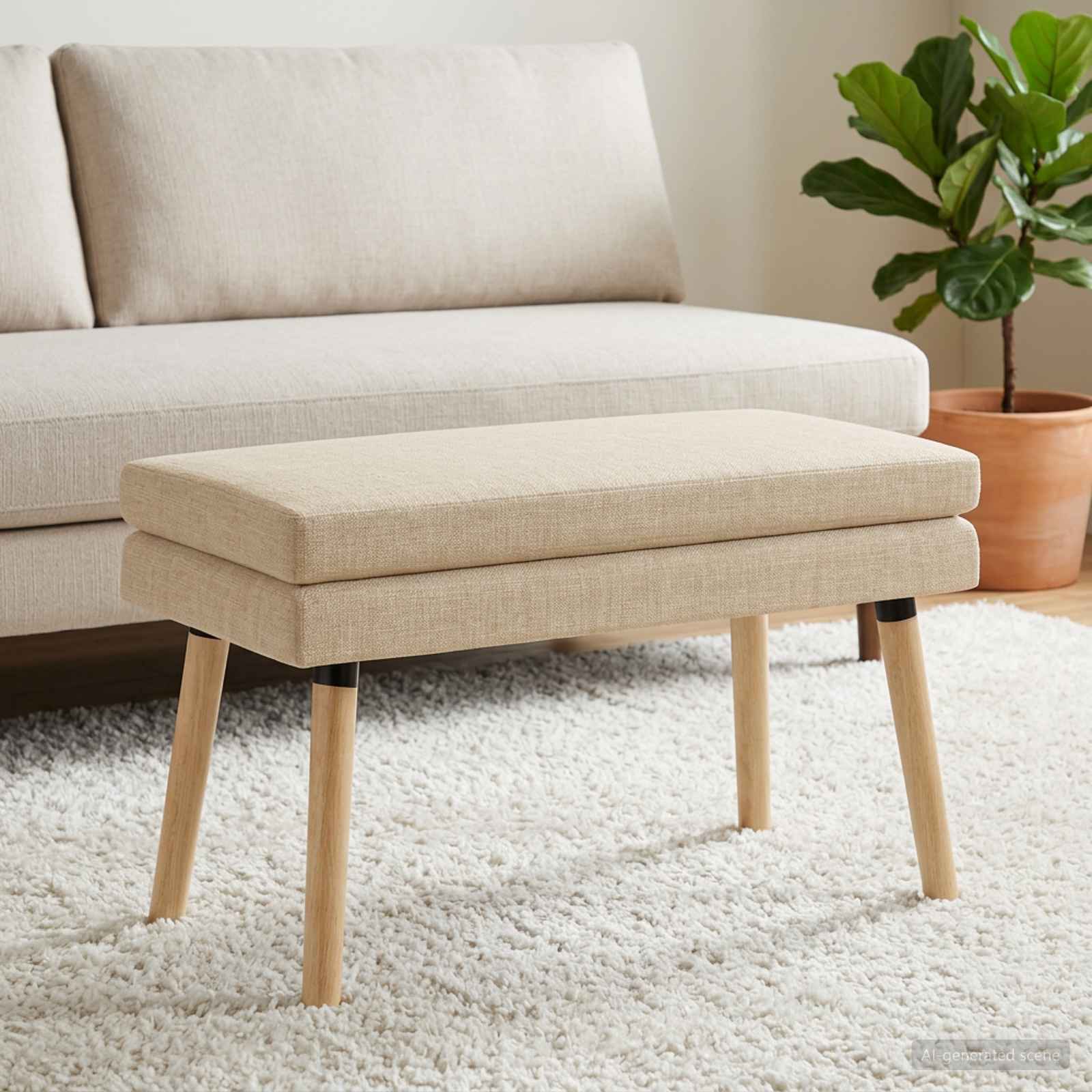 Banc à double couche Crème 80 x 40 x 47 cm Tissu - XIOS