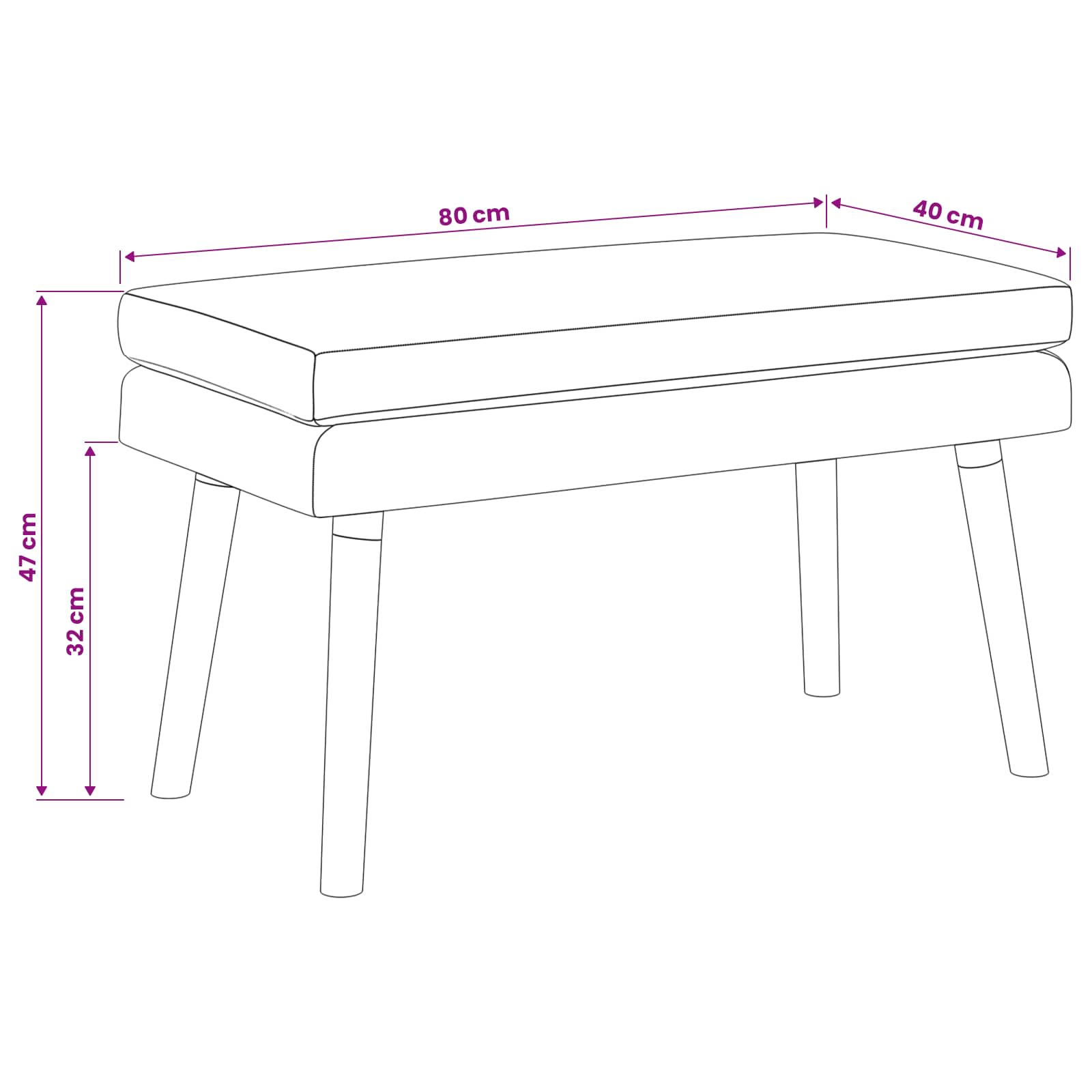 Banc à double couche Crème 80 x 40 x 47 cm Tissu - XIOS