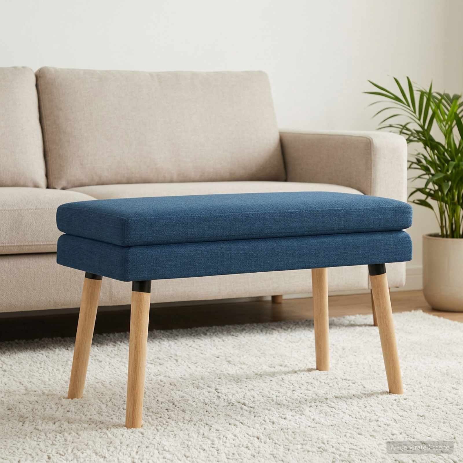 Banc à double couche Bleu 80 x 40 x 47 cm Tissu - XIOS