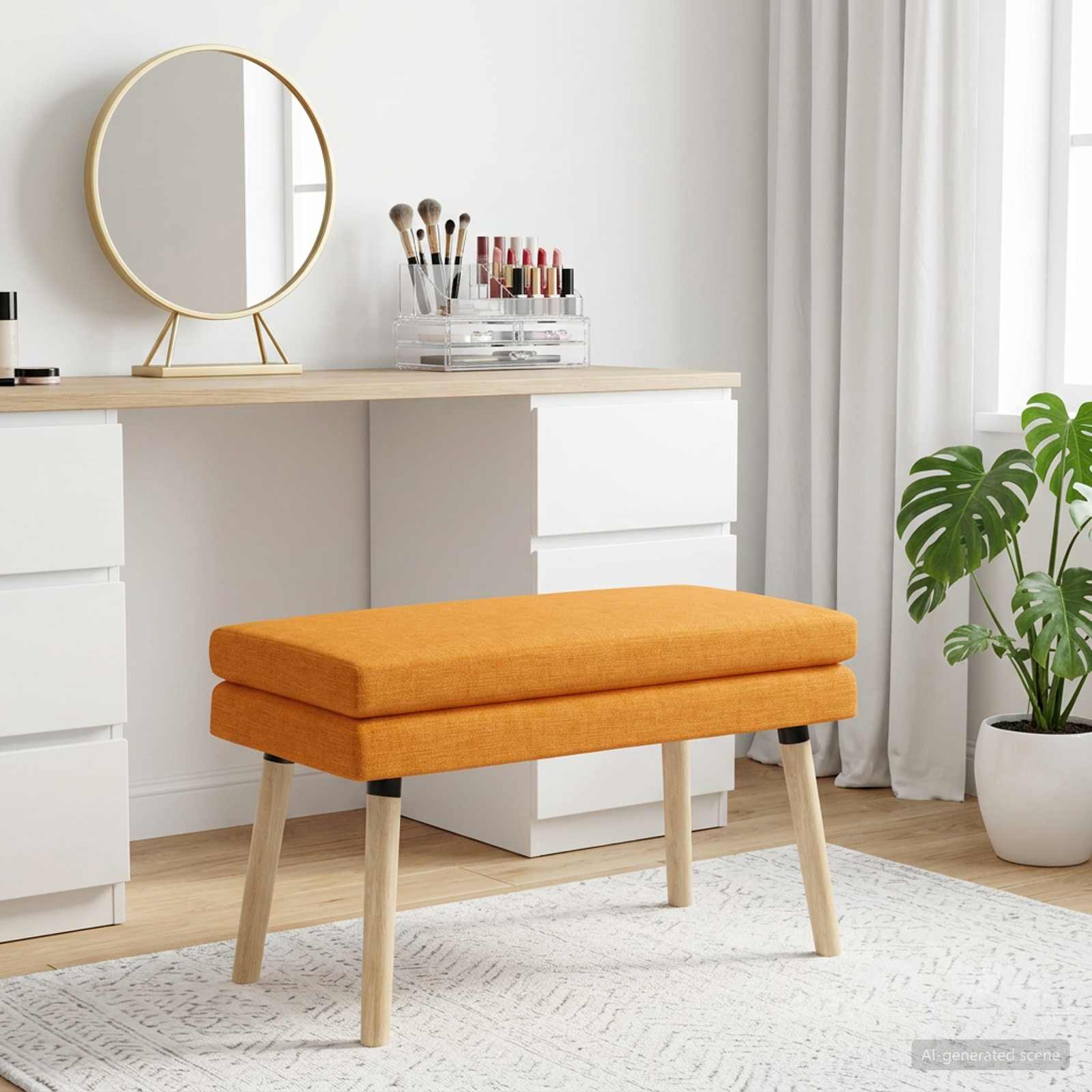 Banc à double couche Jaune foncé 80 x 40 x 47 cm Tissu - XIOS