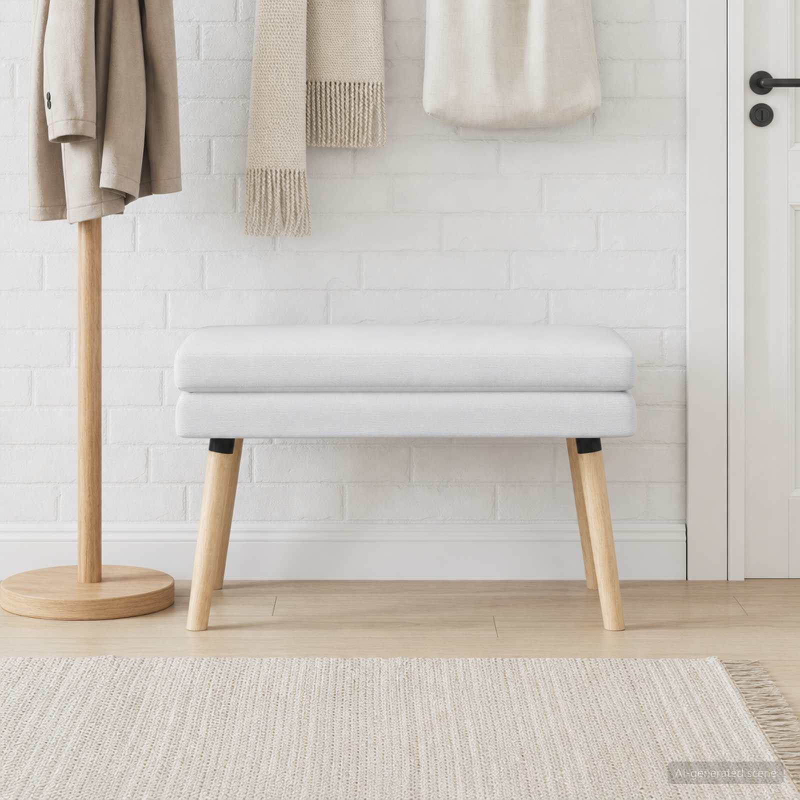 Banc à double couche Blanc 80 x 40 x 47 cm Tissu - XIOS
