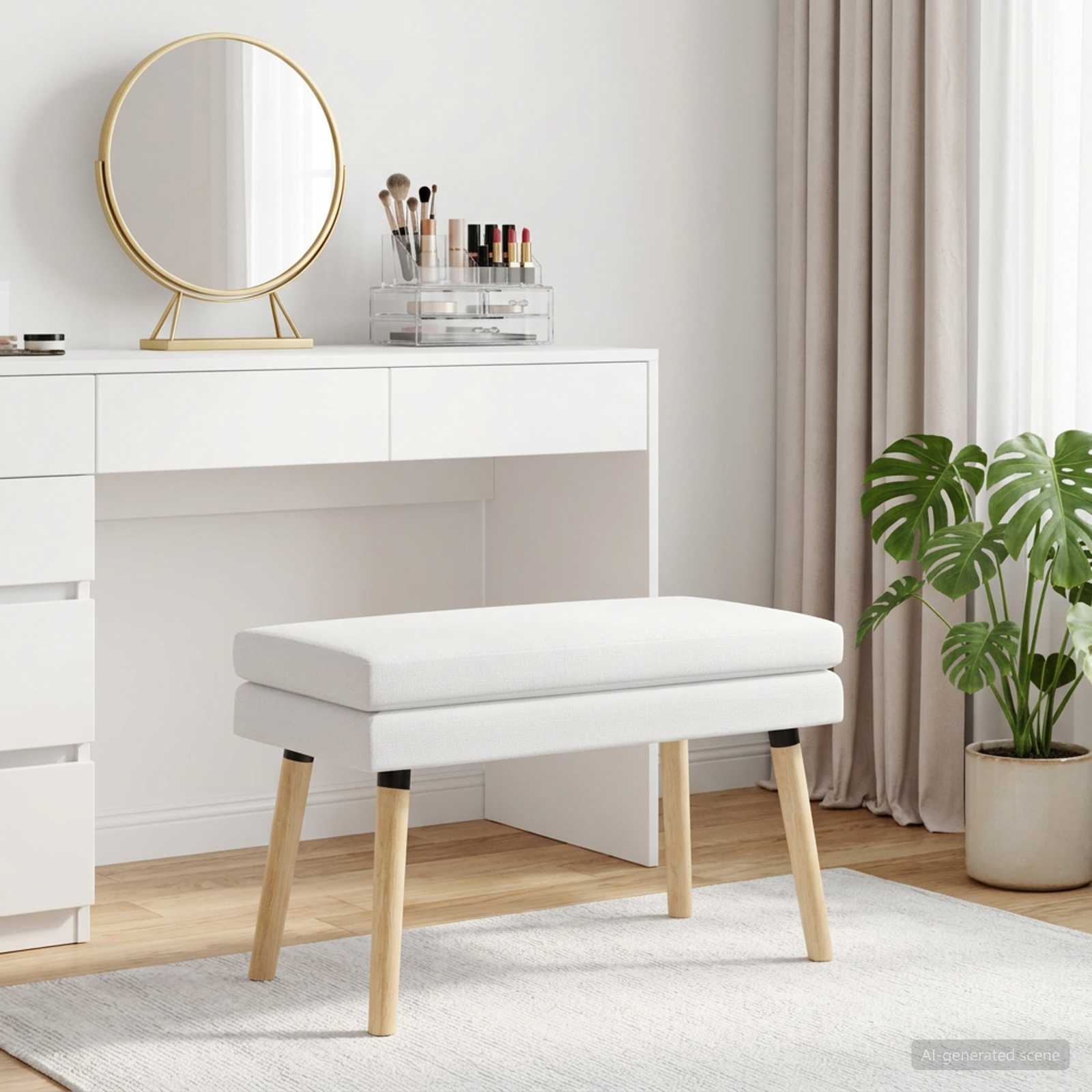 Banc à double couche Blanc 80 x 40 x 47 cm Tissu - XIOS