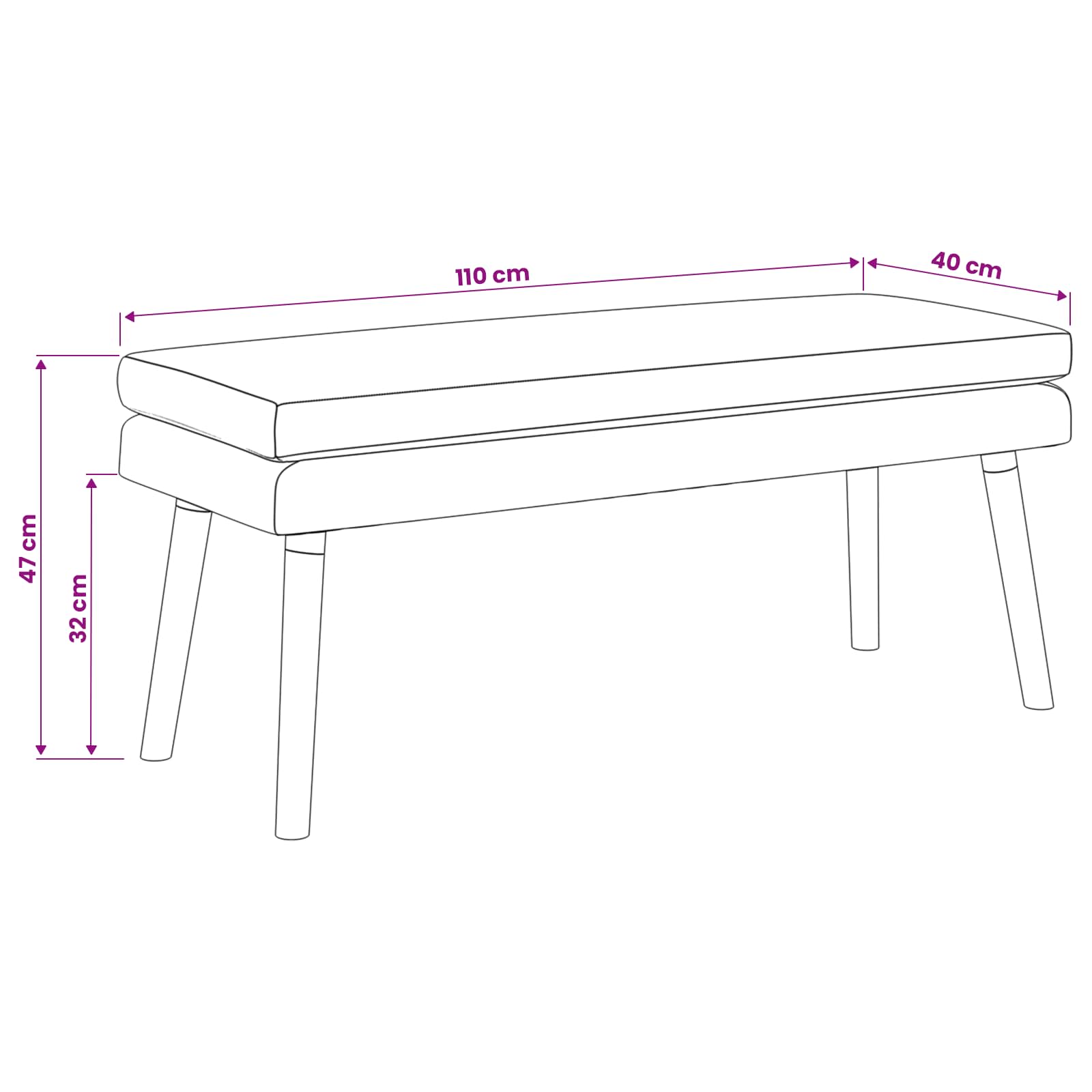 Banc à double couche Vert foncé 110 x 40 x 47 cm Tissu - XIOS