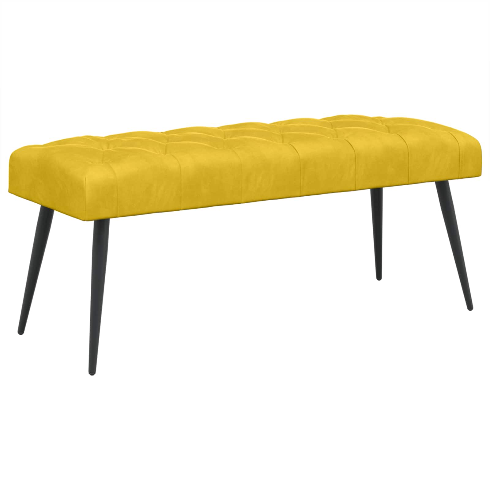 Banc avec capitonnage bouton Jaune 110 x 40 x 46 cm Velours - XIOS