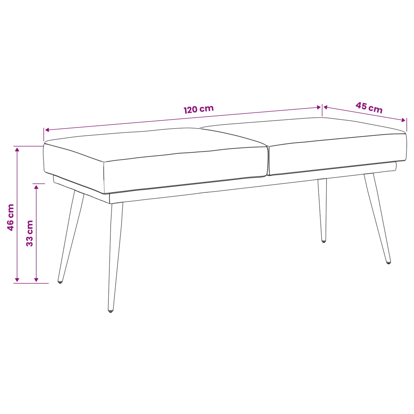Banc à double couche Turquoise 120 x 45 x 46 cm Velours - XIOS