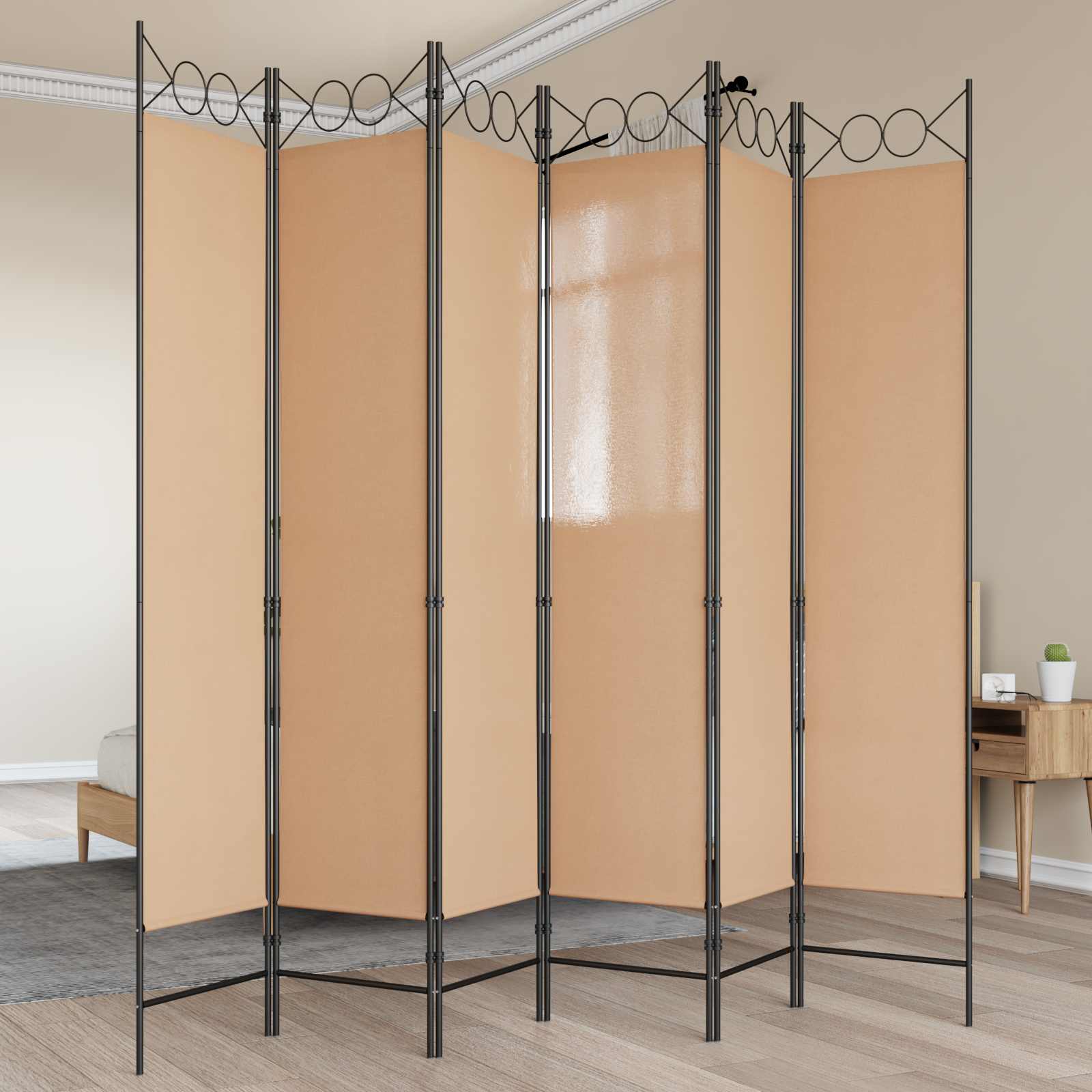 Paravent à 6 panneaux Beige 240 x 200 cm Tissu - XIOS