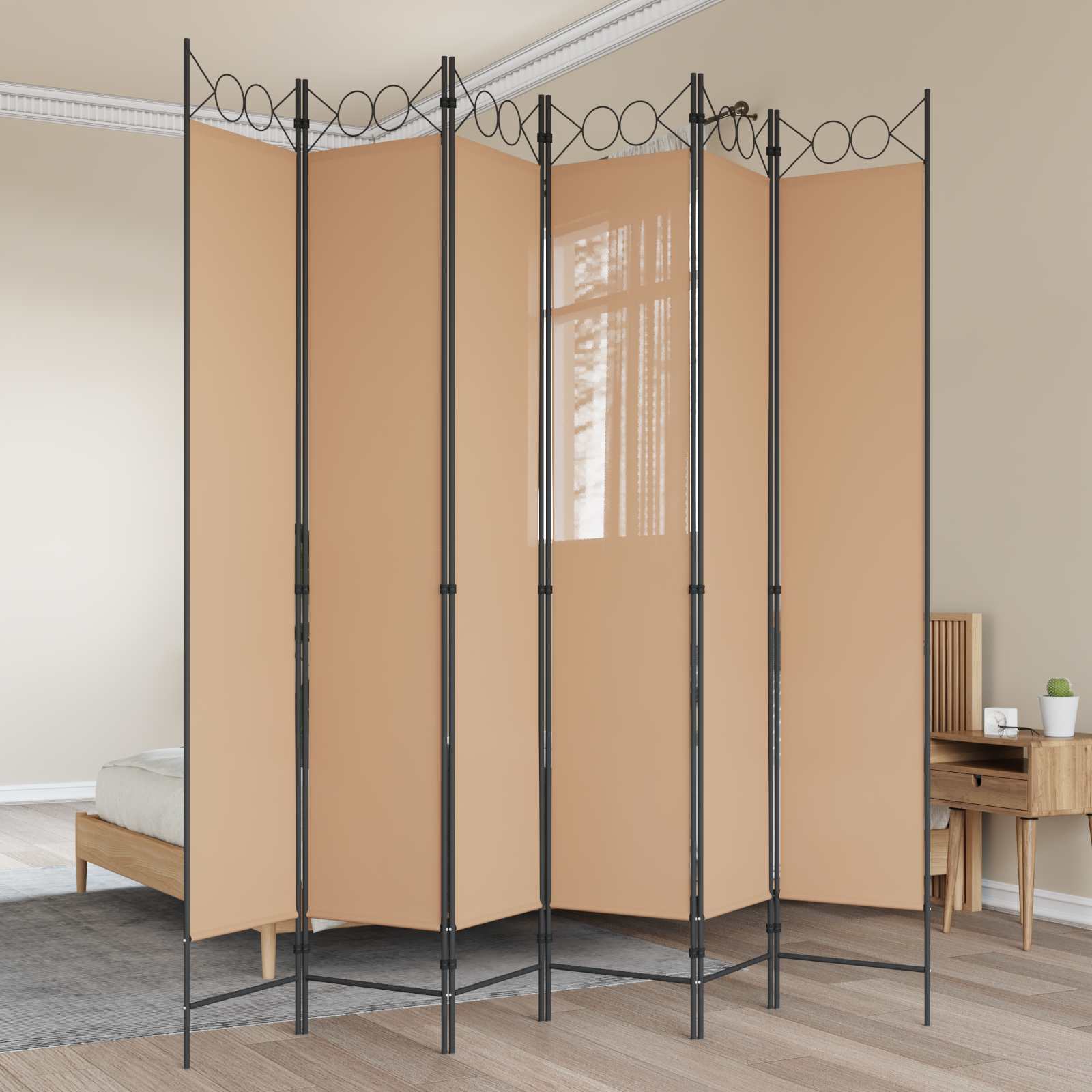 Paravent à 6 panneaux Beige 240 x 220 cm Tissu - XIOS