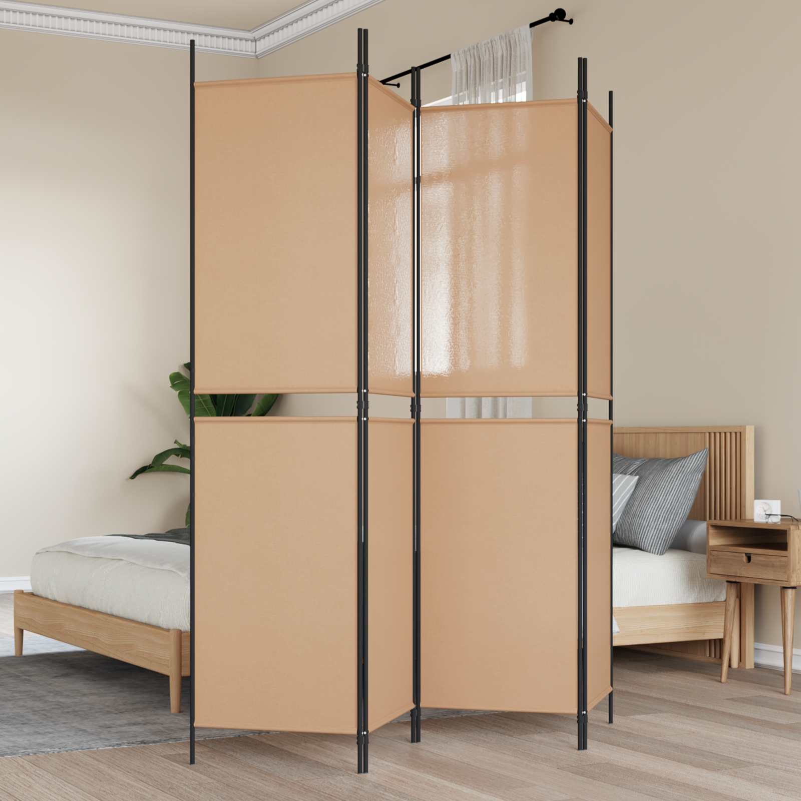 Paravent à 4 panneaux Beige 200 x 200 cm Tissu - XIOS