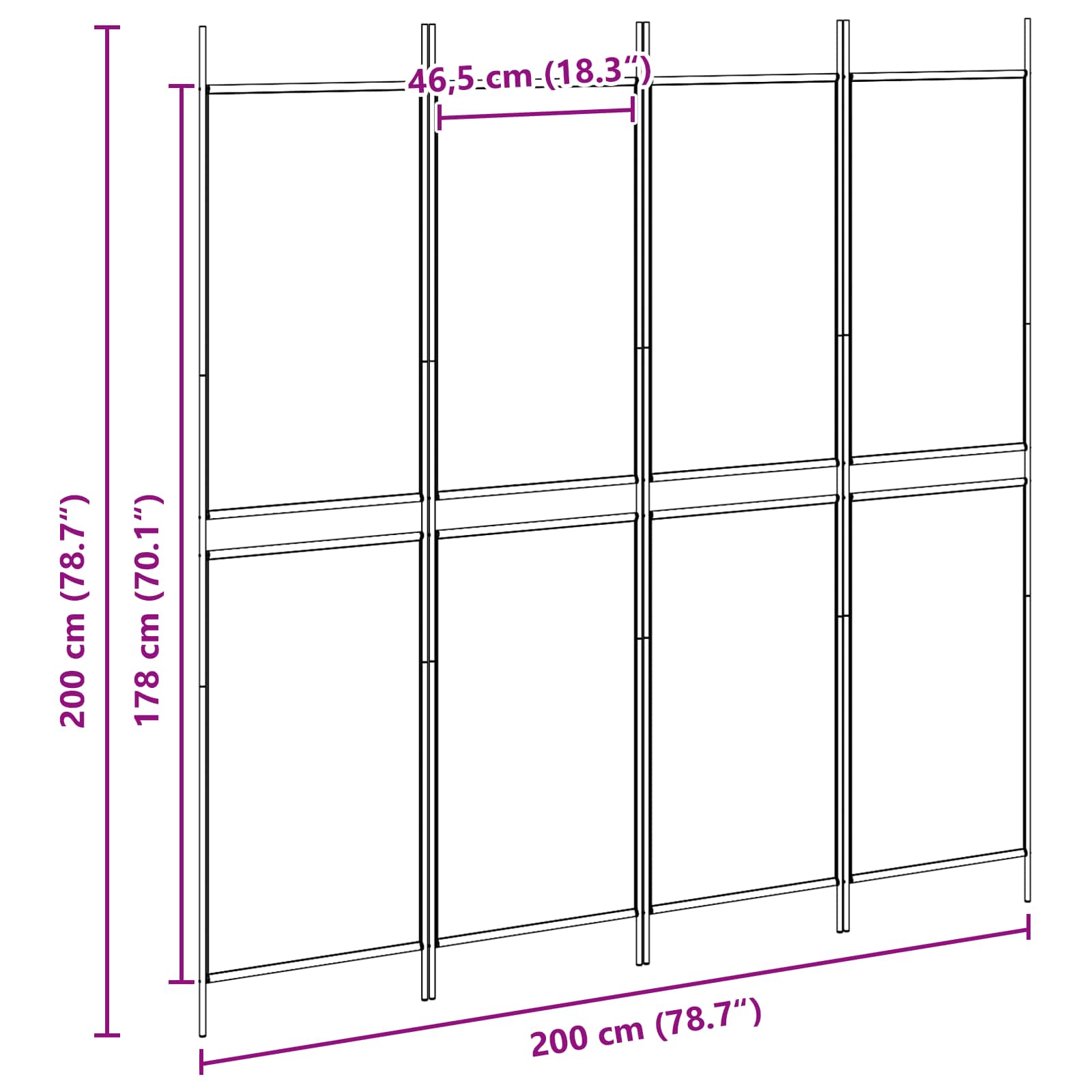 Paravent à 4 panneaux Beige 200 x 200 cm Tissu - XIOS