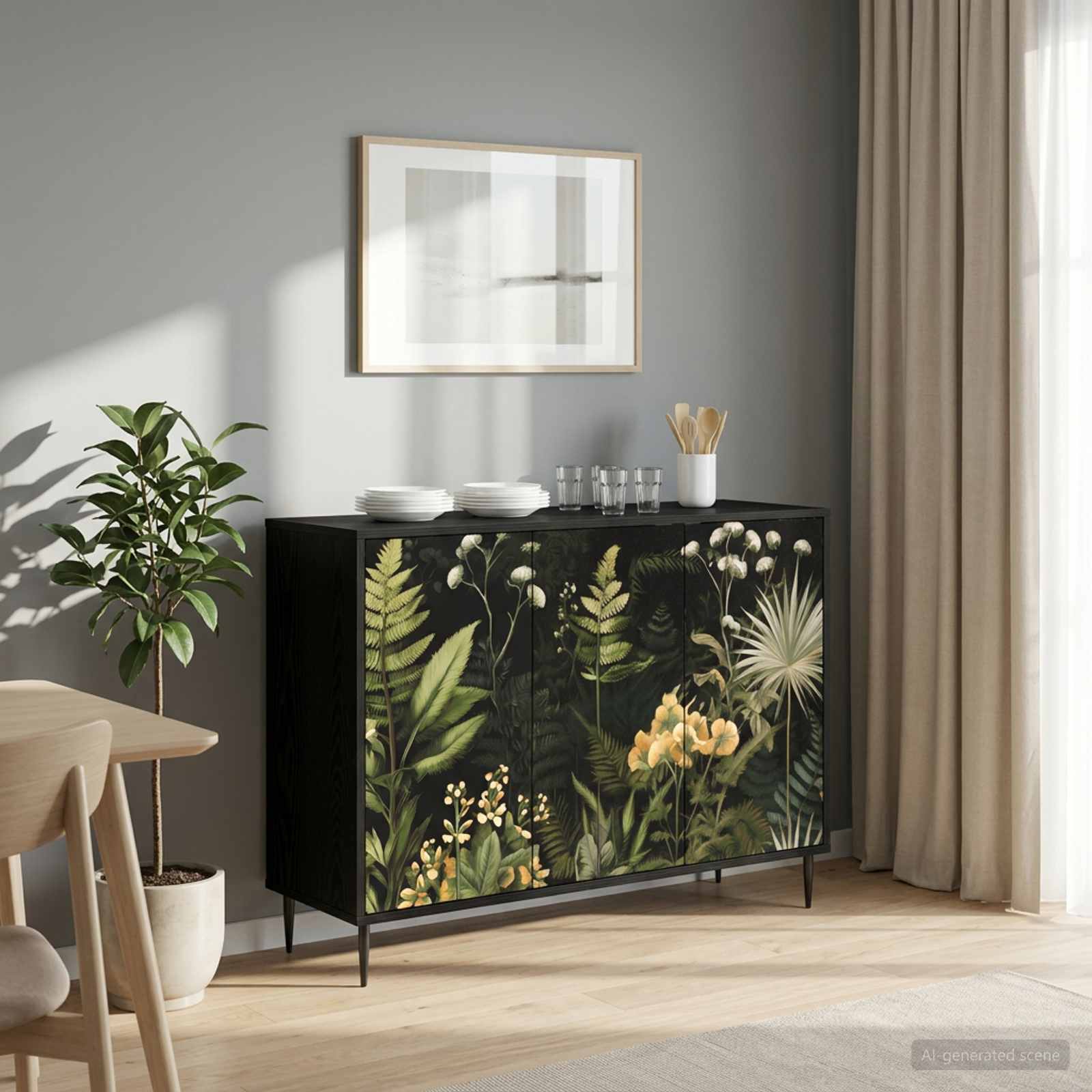 Buffet RHENEN Chêne noir 102 x 33 x 76 cm Bois d'ingénierie