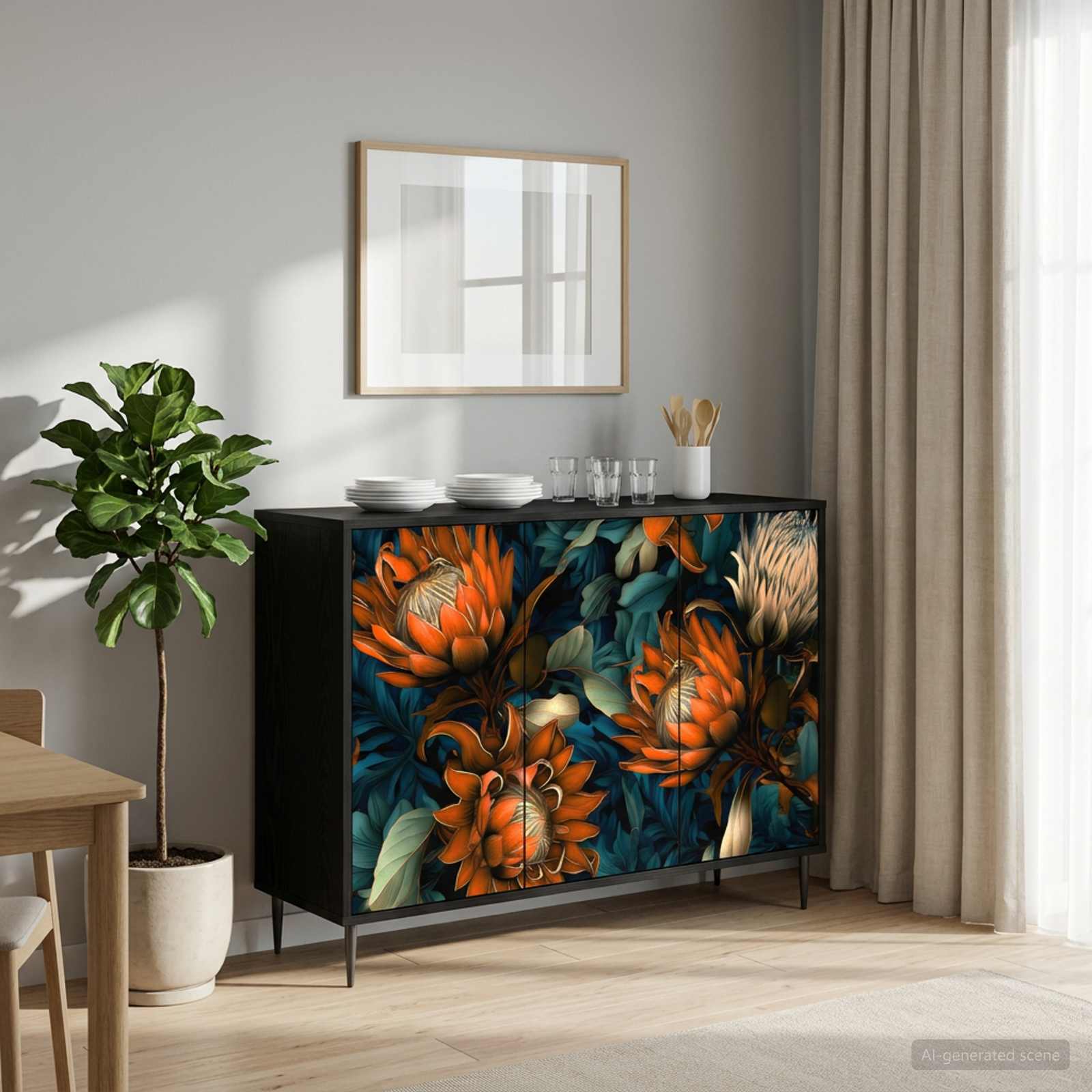 Buffet LOCHEM Chêne noir 102 x 33 x 76 cm Bois d'ingénierie