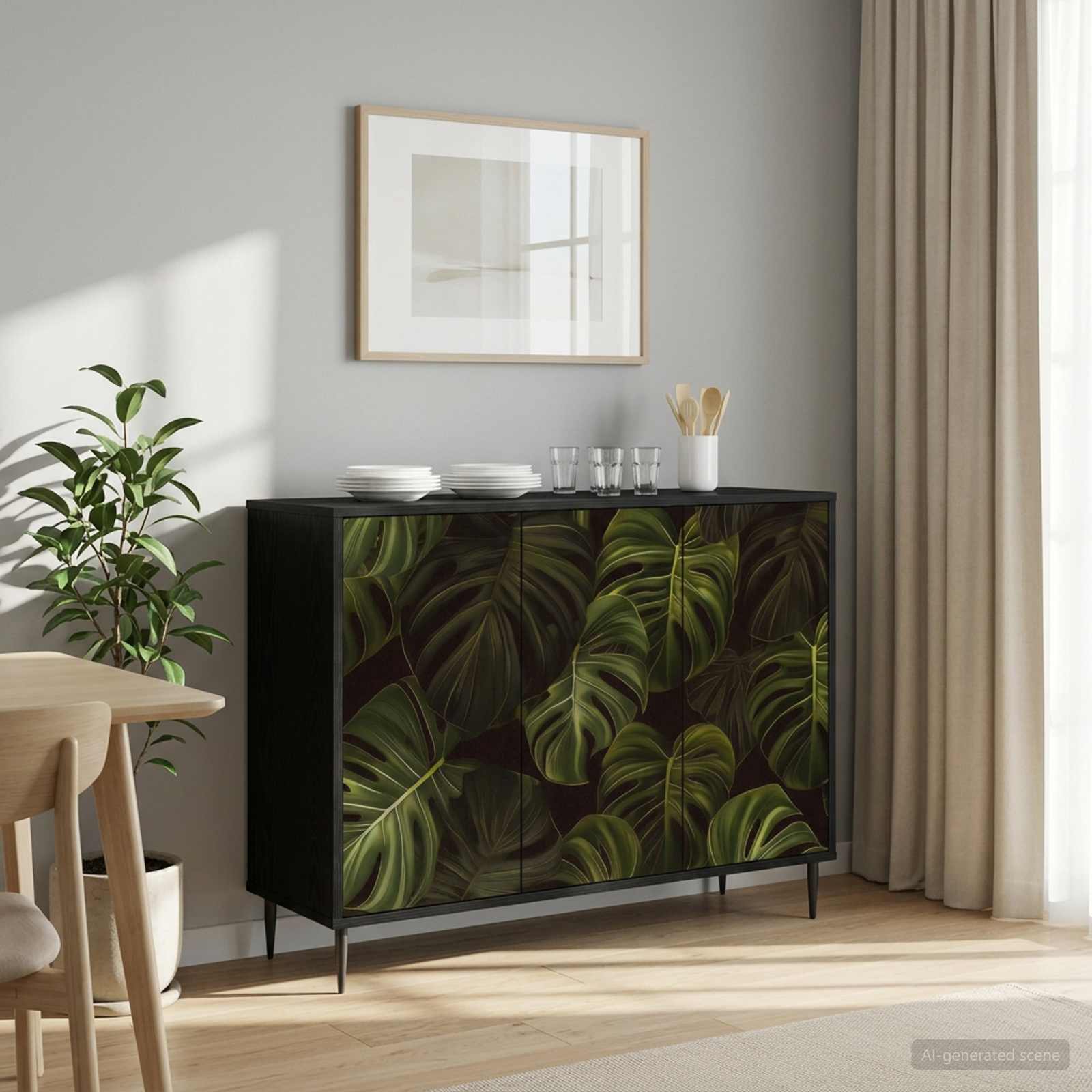 Buffet ELBURG Chêne noir 102 x 33 x 76 cm Bois d'ingénierie