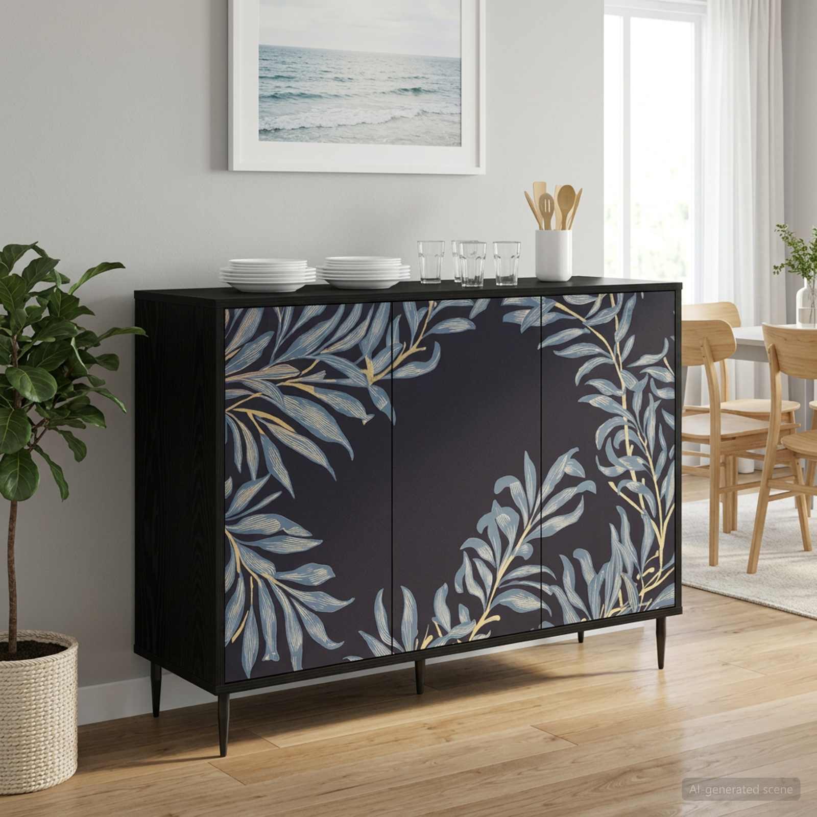 Buffet DOKKUM Chêne noir 102 x 33 x 76 cm Bois d'ingénierie