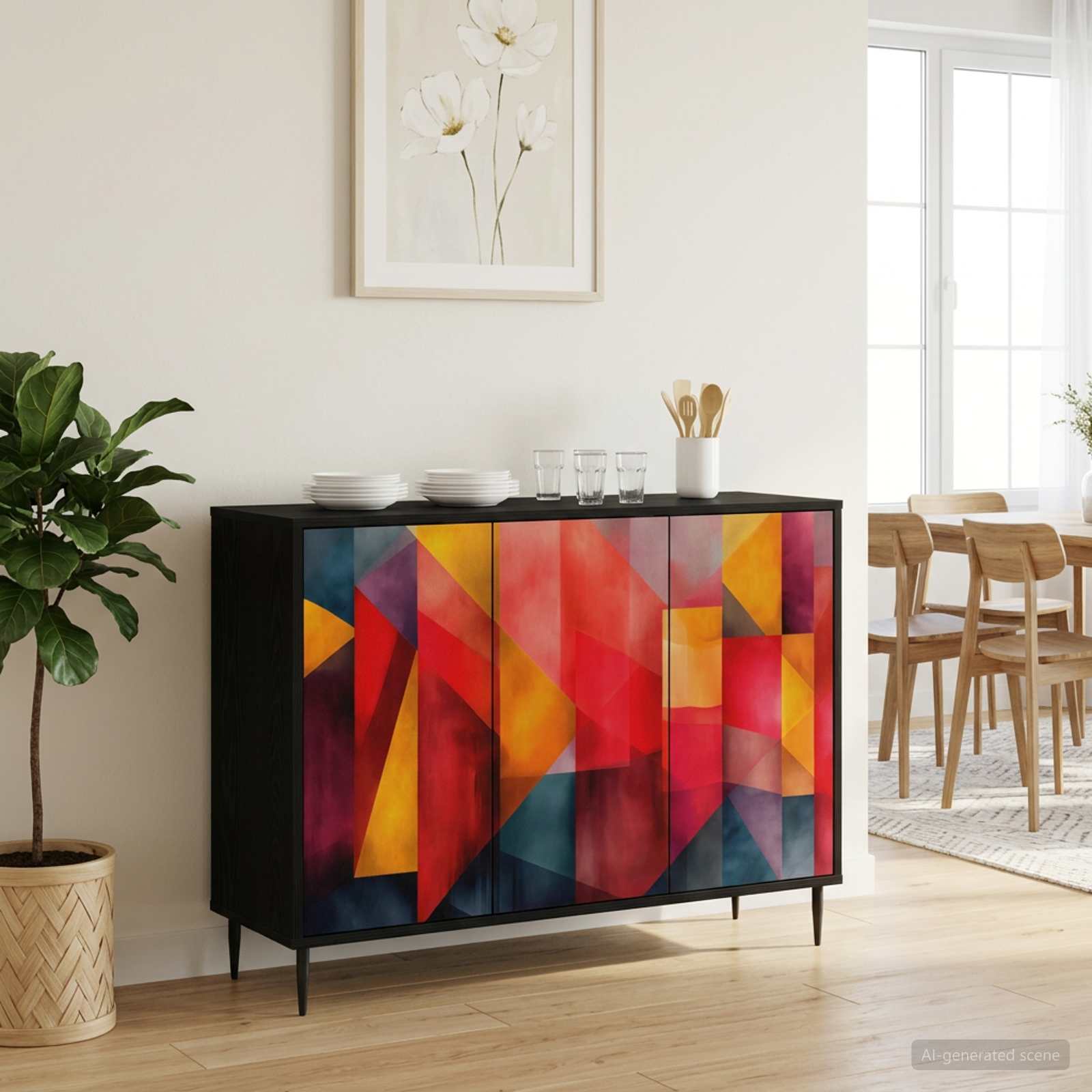 Buffet HEESCH Chêne noir 102 x 33 x 76 cm Bois d'ingénierie