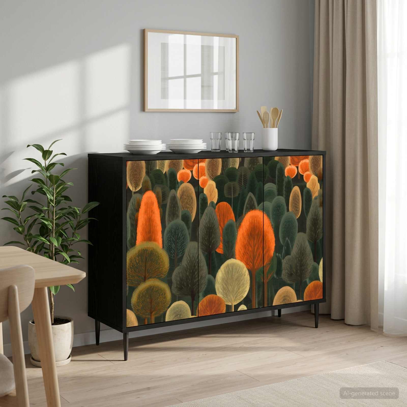 Buffet ZAANDAM Chêne noir 102 x 33 x 76 cm Bois d'ingénierie