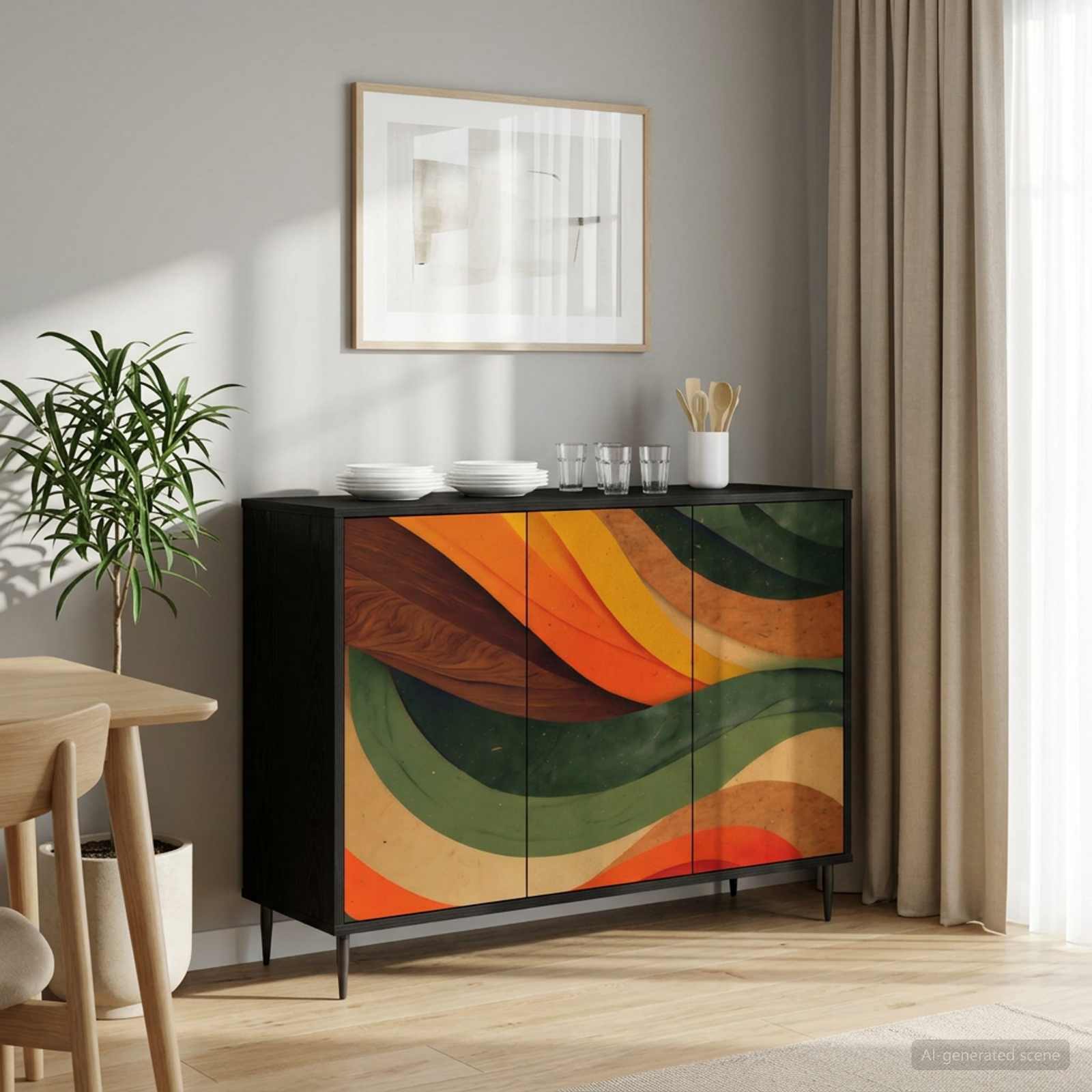 Buffet BONN Chêne noir 102 x 33 x 76 cm Bois d'ingénierie