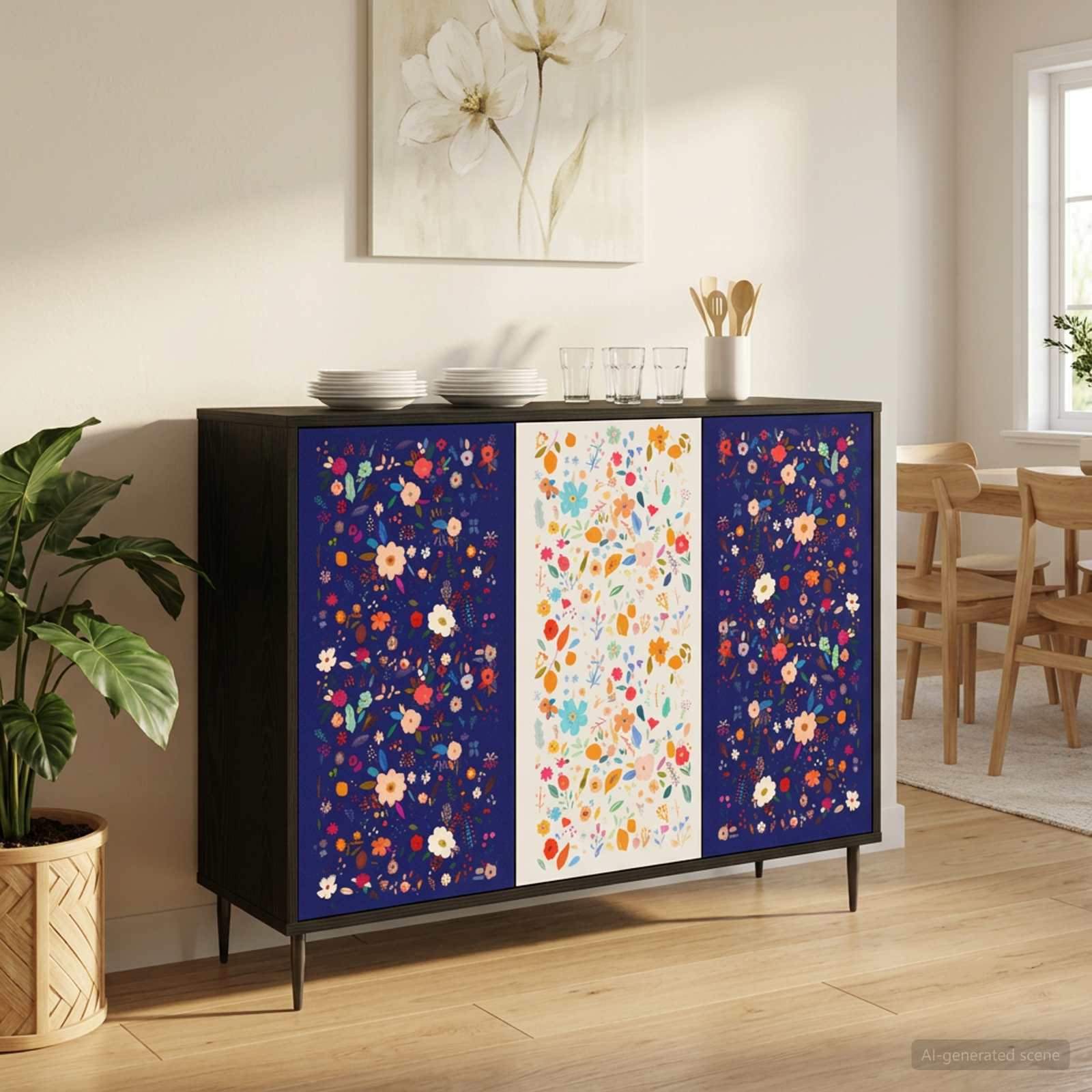 Buffet MAINZ Chêne noir 102 x 33 x 76 cm Bois d'ingénierie