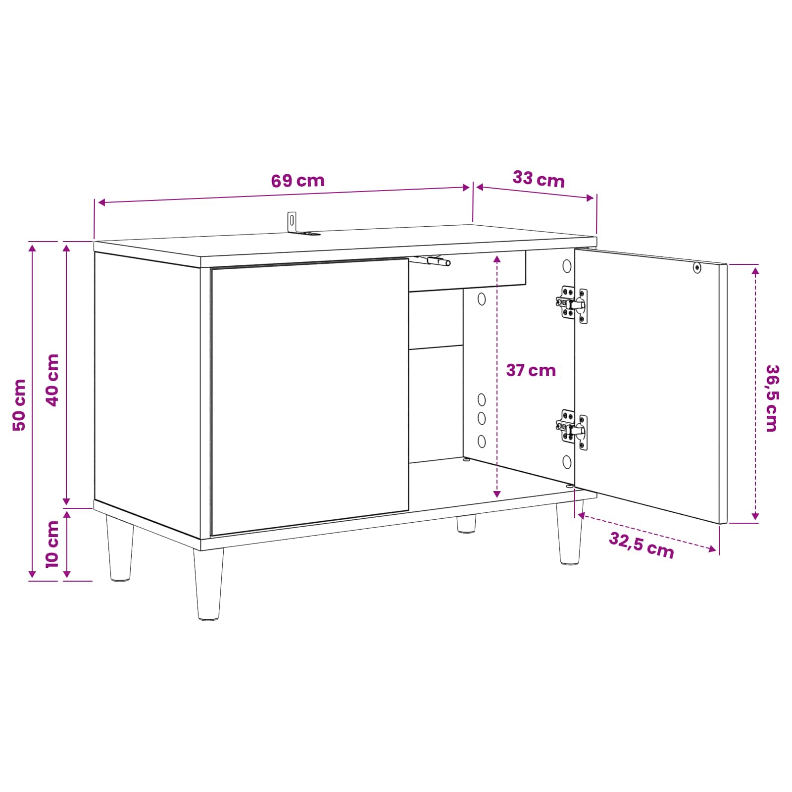 Meuble TV BORNE 69 x 33 x 50 cm Sonoma Bois d'ingénierie