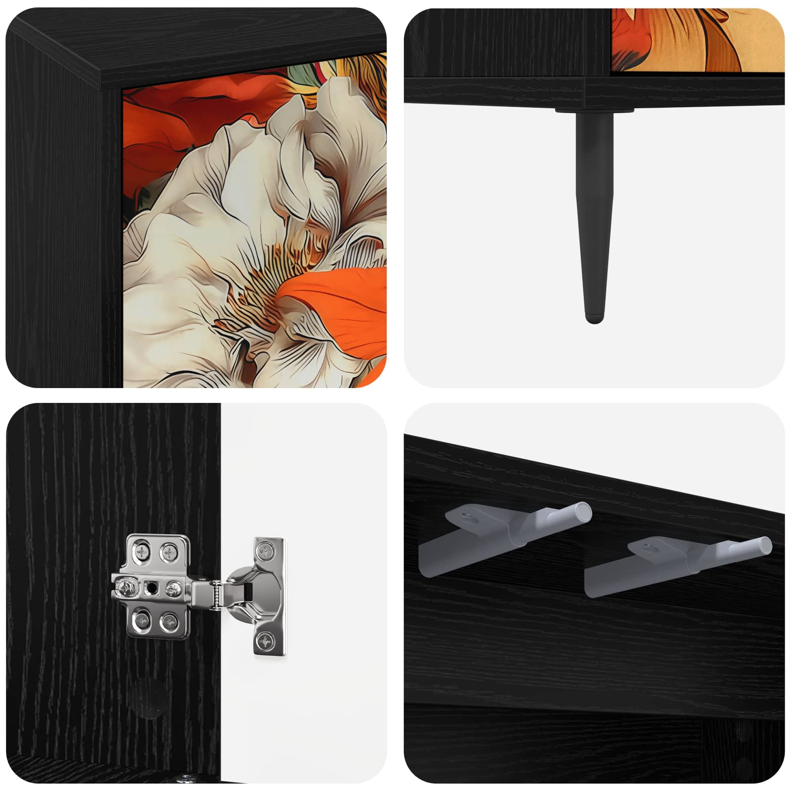 Meuble TV GENNEP 69 x 33 x 50,5 cm Chêne noir Bois d'ingénierie
