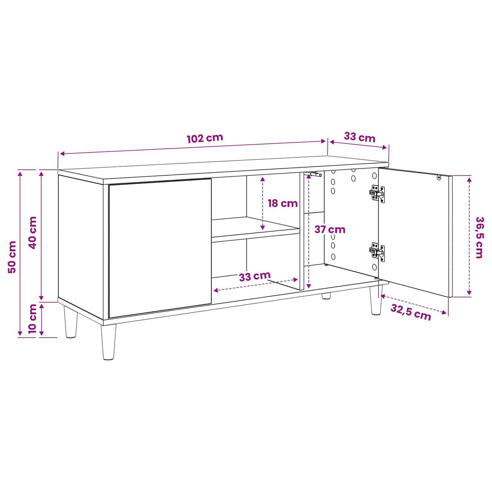 Meuble TV MAINZ 102 x 33 x 50 cm Sonoma Bois d'ingénierie