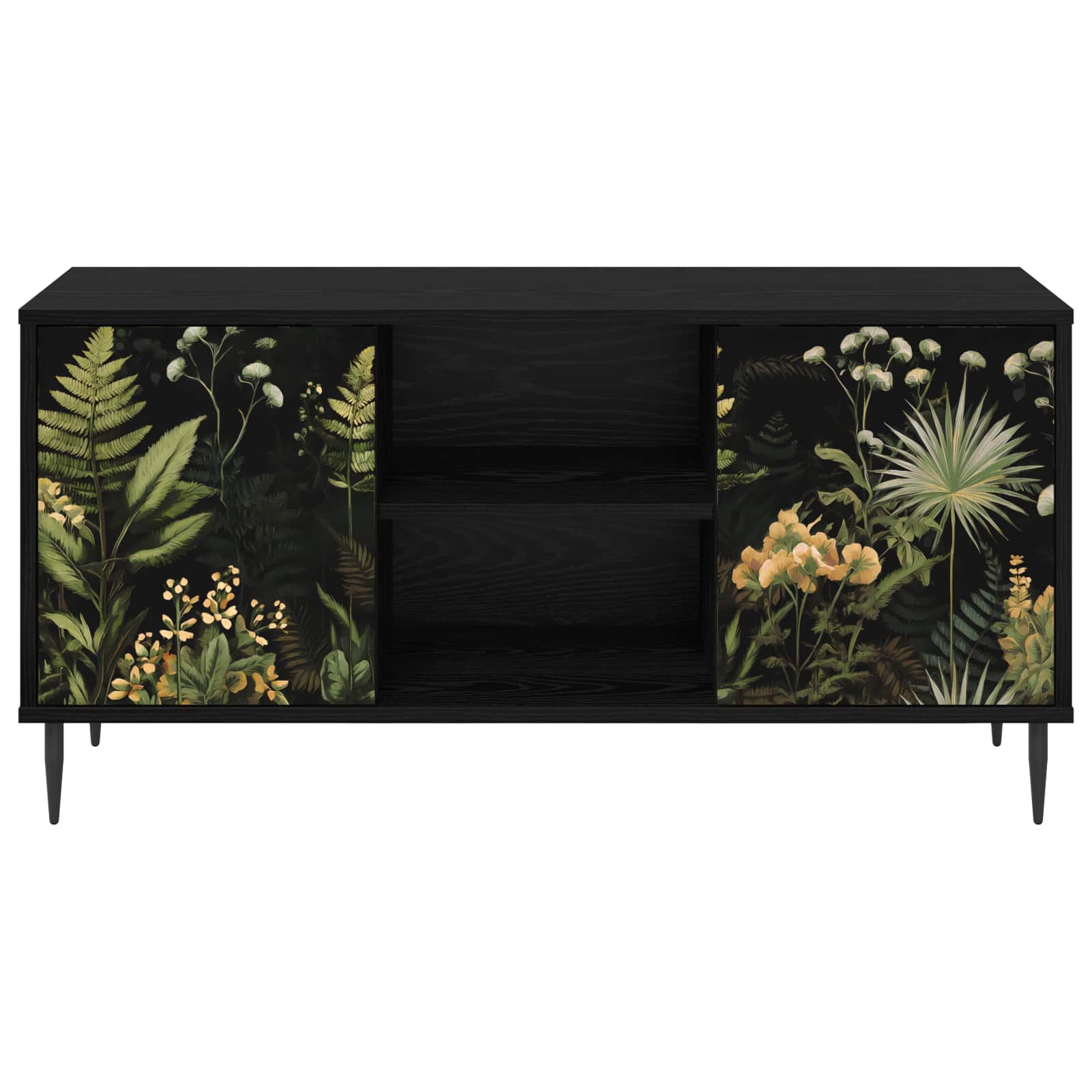 Meuble TV RHENEN 102 x 33 x 51 cm Chêne noir Bois d'ingénierie