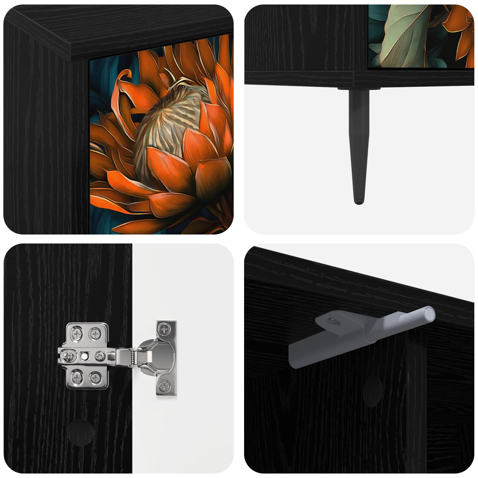 Meuble TV LOCHEM 102 x 33 x 51 cm Chêne noir Bois d'ingénierie