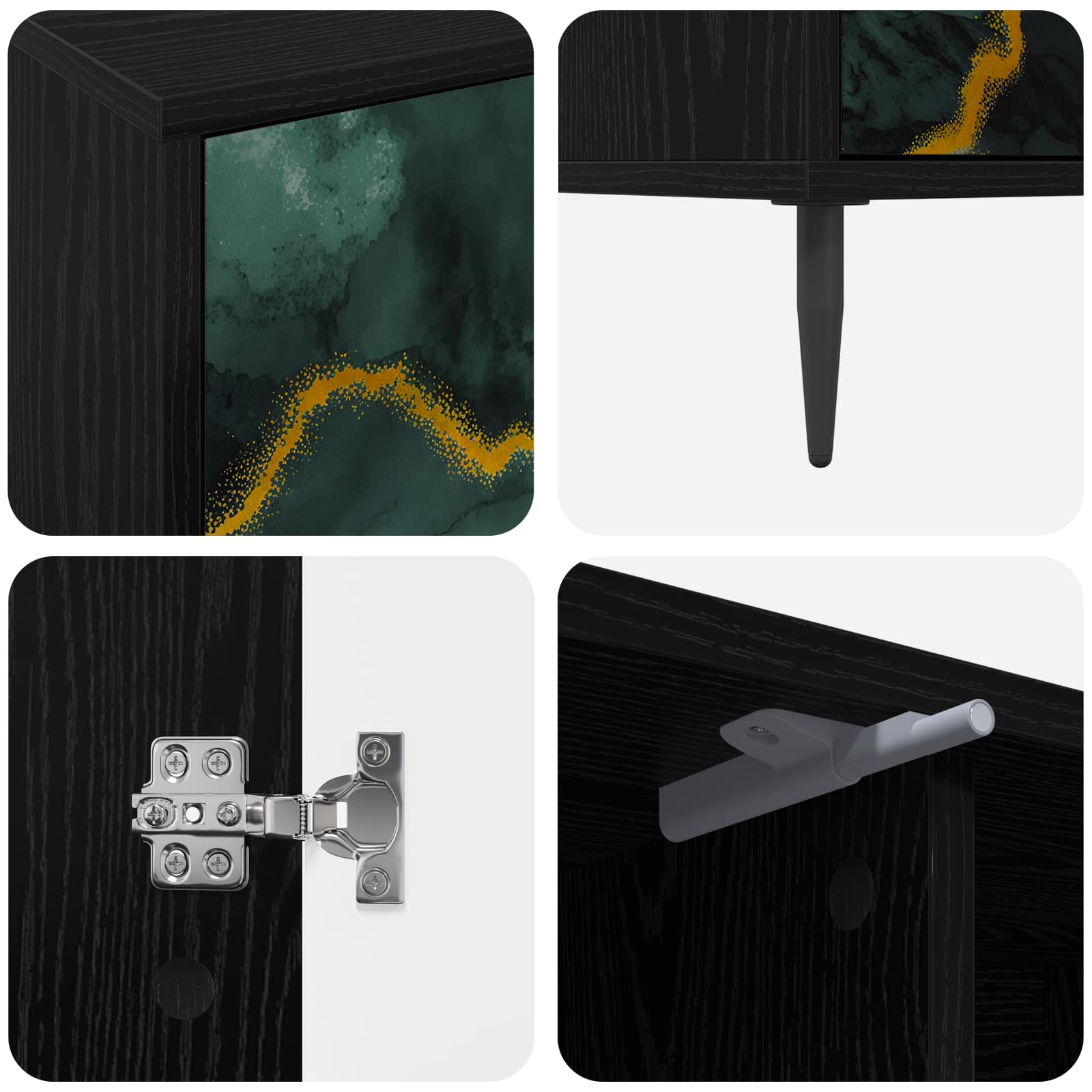 Meuble TV WIJHE 102 x 33 x 51 cm Chêne noir Bois d'ingénierie