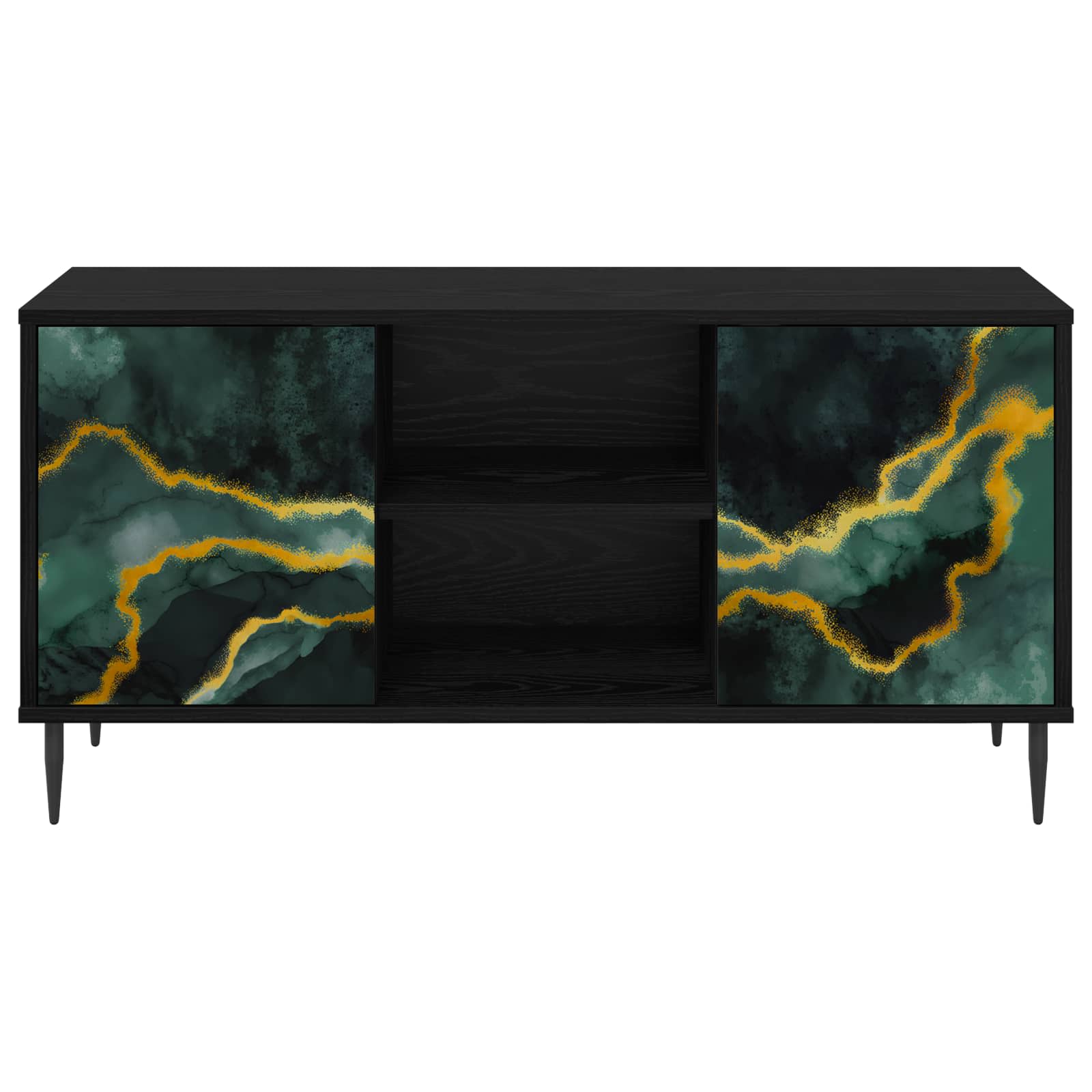 Meuble TV WIJHE 102 x 33 x 51 cm Chêne noir Bois d'ingénierie